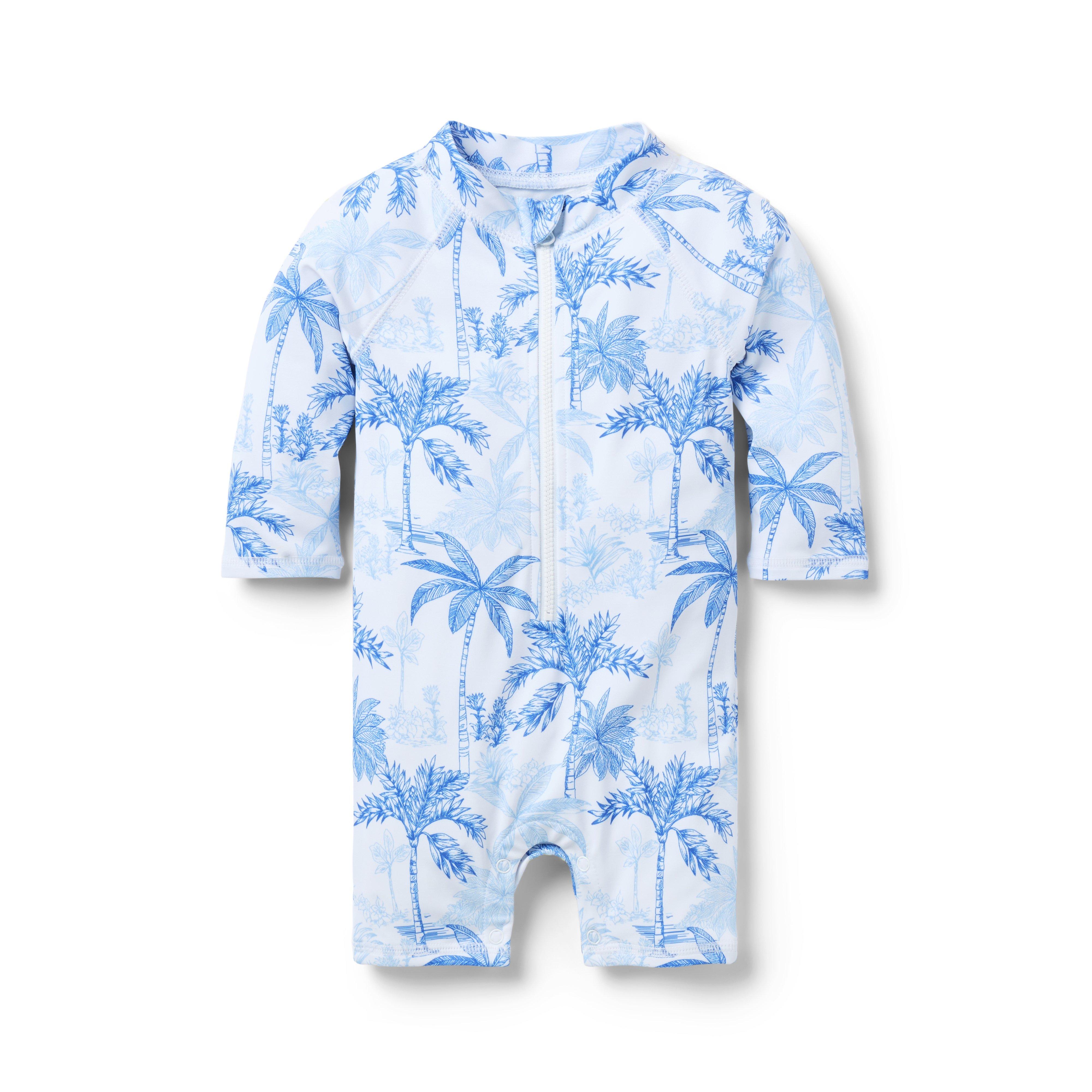 Baby Recycled Palm Toile Rash Guard Swimsuit image number 0
