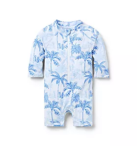Baby Recycled Palm Toile Rash Guard Swimsuit