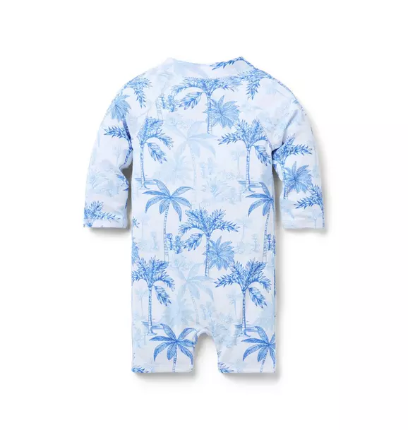 Baby Recycled Palm Toile Rash Guard Swimsuit image number 1