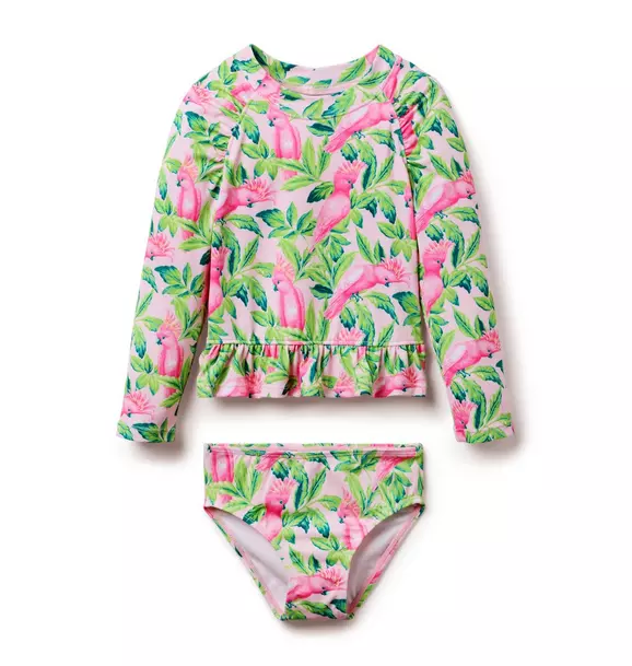 Recycled Tropical Bird Rash Guard Swimsuit image number 0