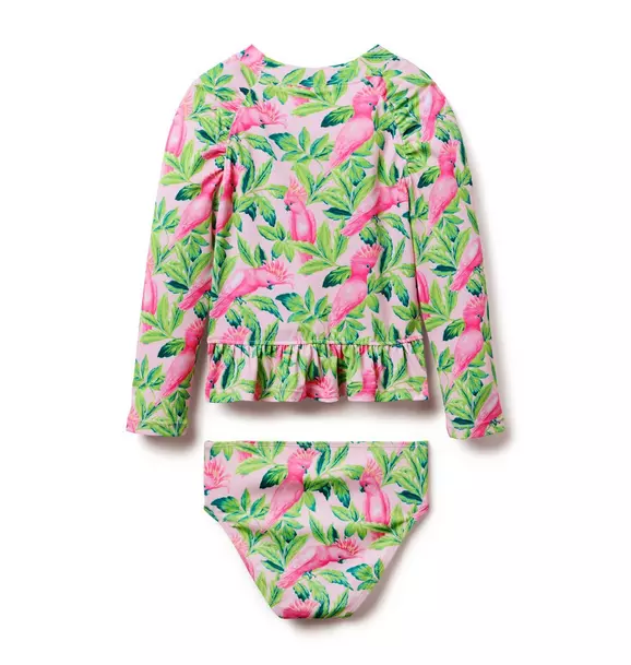 Baby Girls Tropical Birds Rashguard Swimsuit Baby Girls Tropical Birds Rashguard Swimsuit