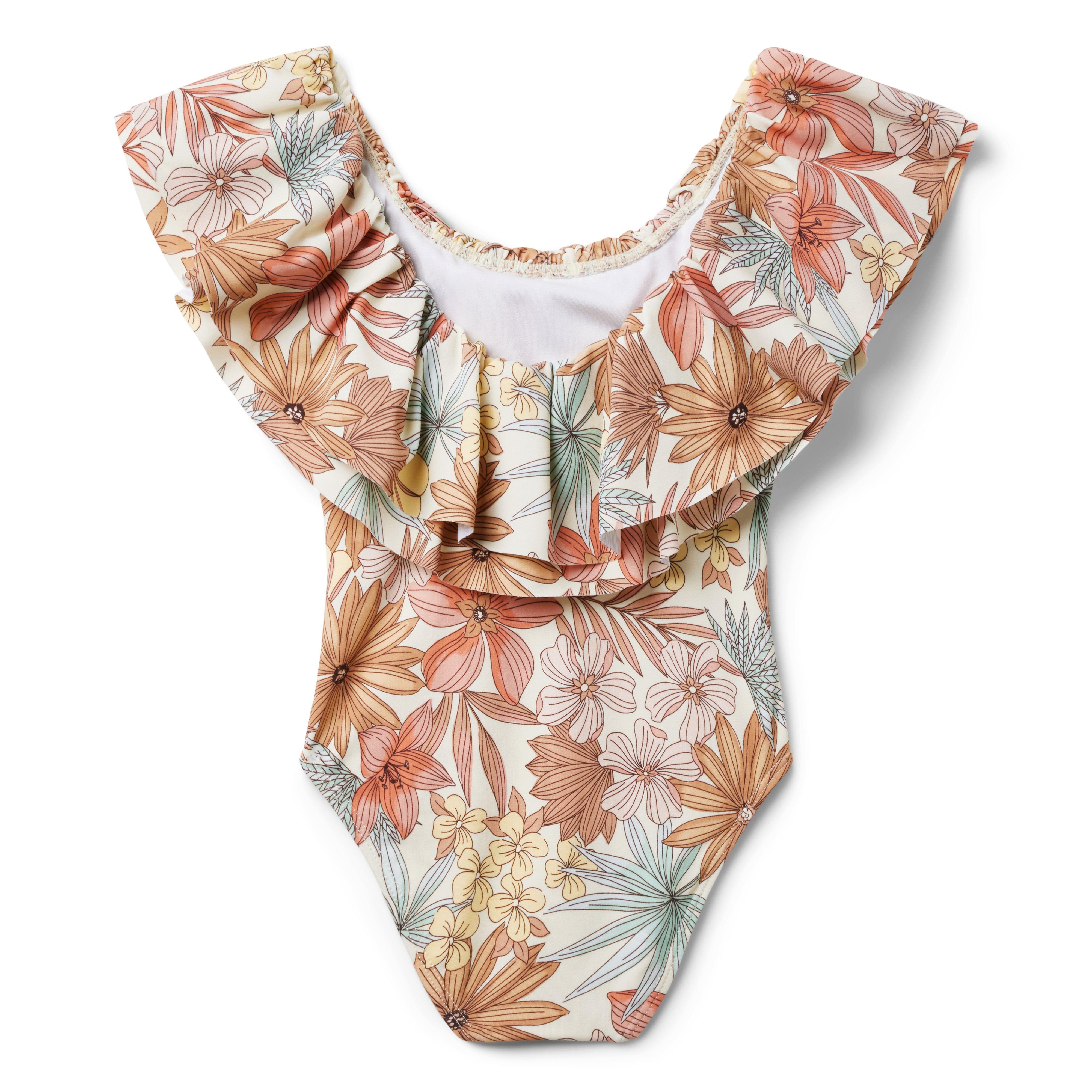 Recycled Floral Ruffle Swimsuit image number 2