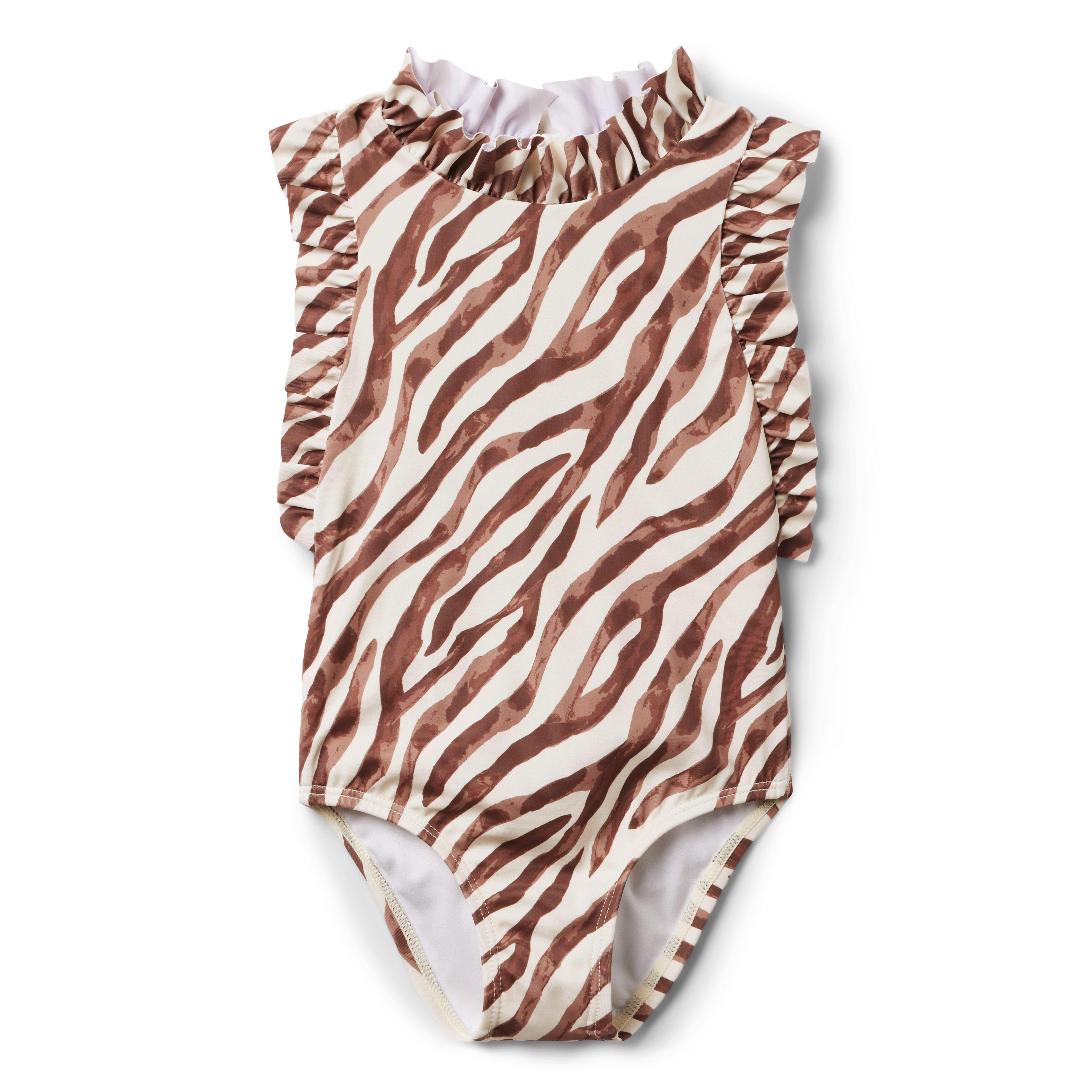 Recycled Zebra Ruffle Swimsuit image number 0