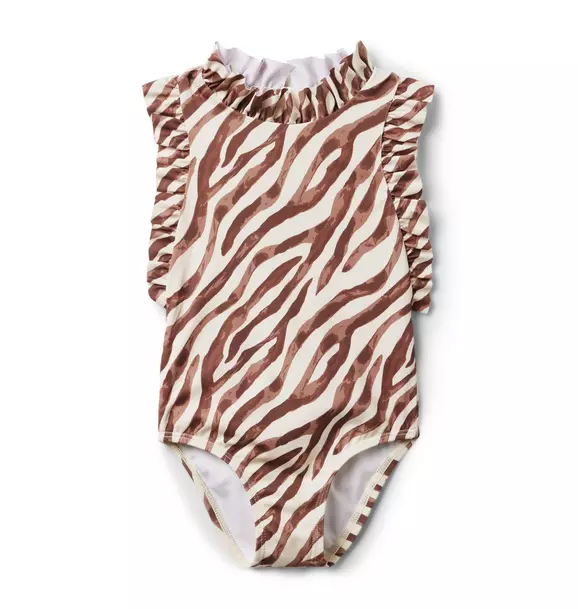 Recycled Zebra Ruffle Swimsuit image number 0