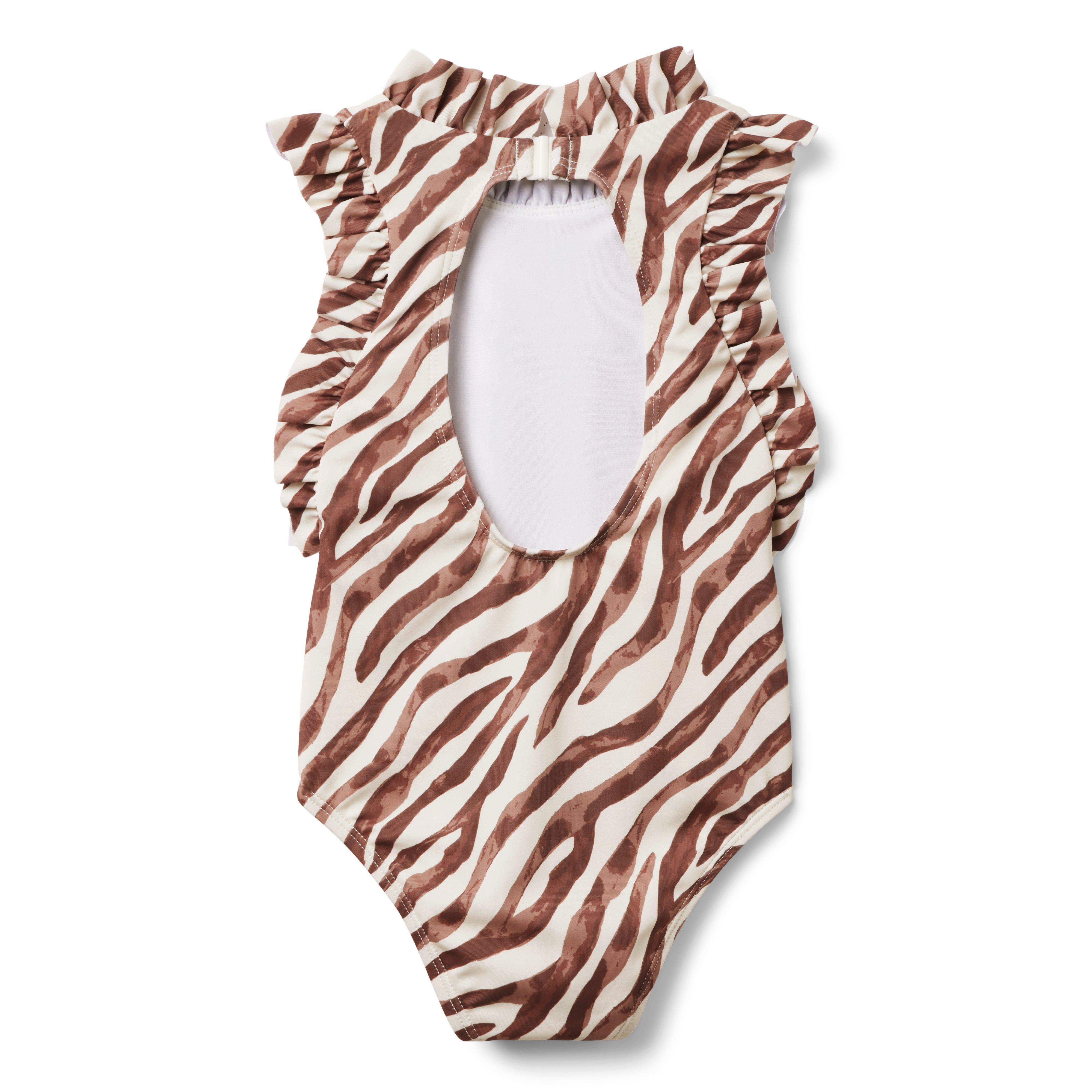 Recycled Zebra Ruffle Swimsuit image number 1