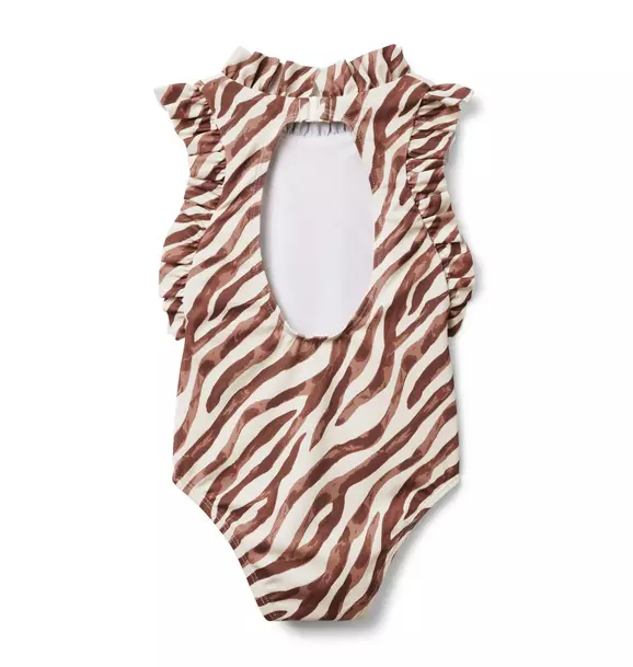 Recycled Zebra Ruffle Swimsuit image number 1