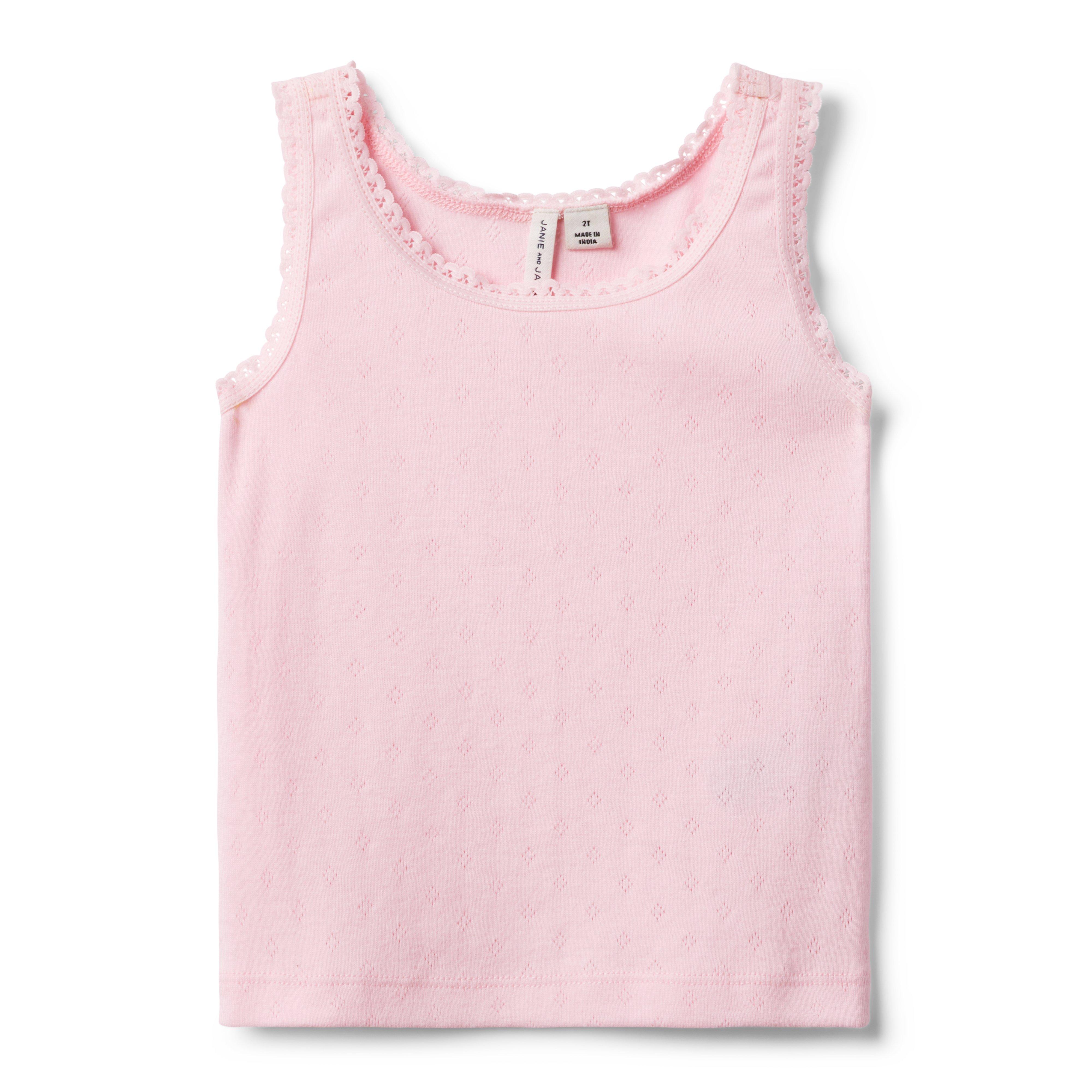 Girl Light Pink Lace Trim Tank Top by Janie and Jack