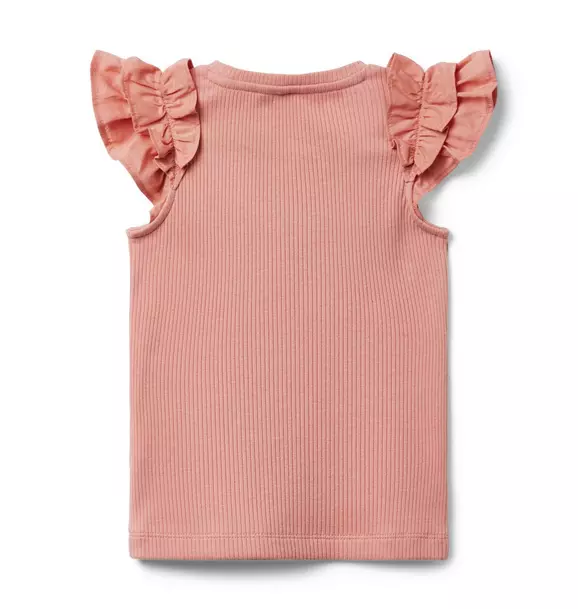 Ribbed Ruffle Sleeve Top image number 1