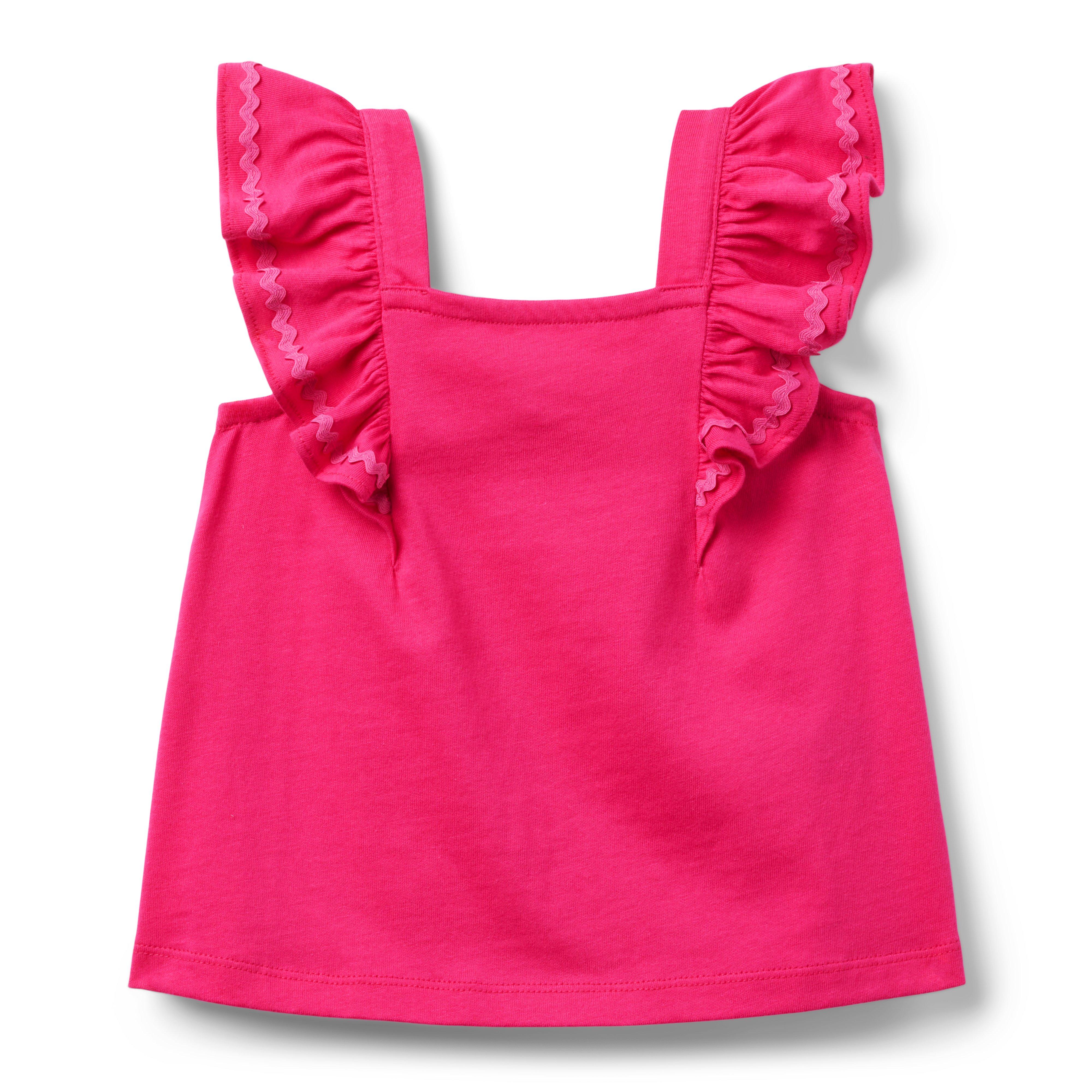 Girl Bright Pink Ruffle Ric Rac Top by Janie and Jack