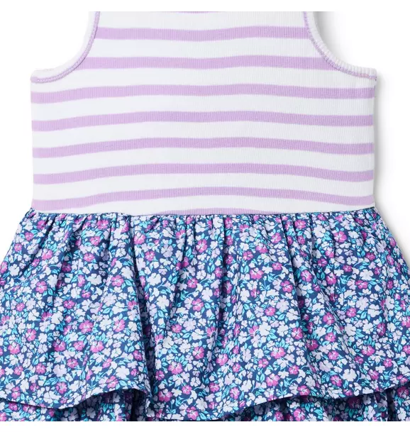 Striped Floral Tiered Dress image number 2