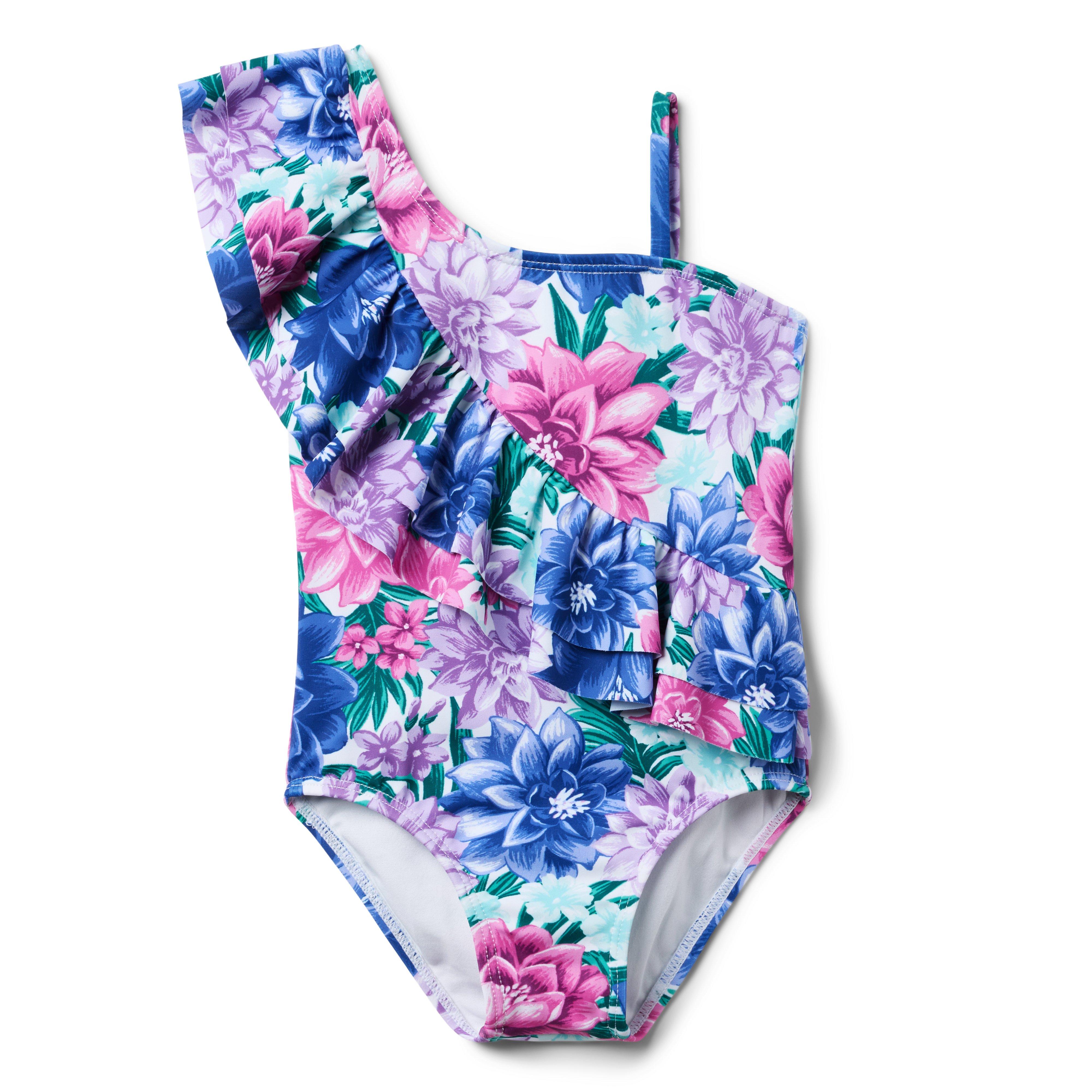 Recycled Floral Ruffle Shoulder Swimsuit image number 0
