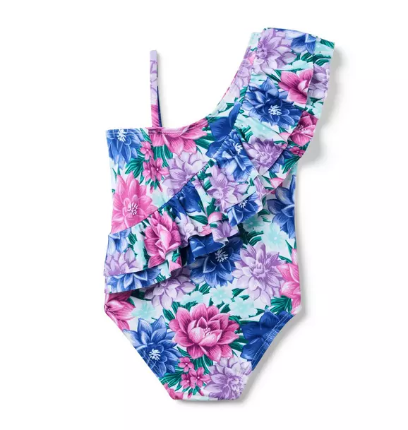 Recycled Floral Ruffle Shoulder Swimsuit image number 1