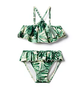Recycled Palm Ruffle Halter 2-Piece Swimsuit