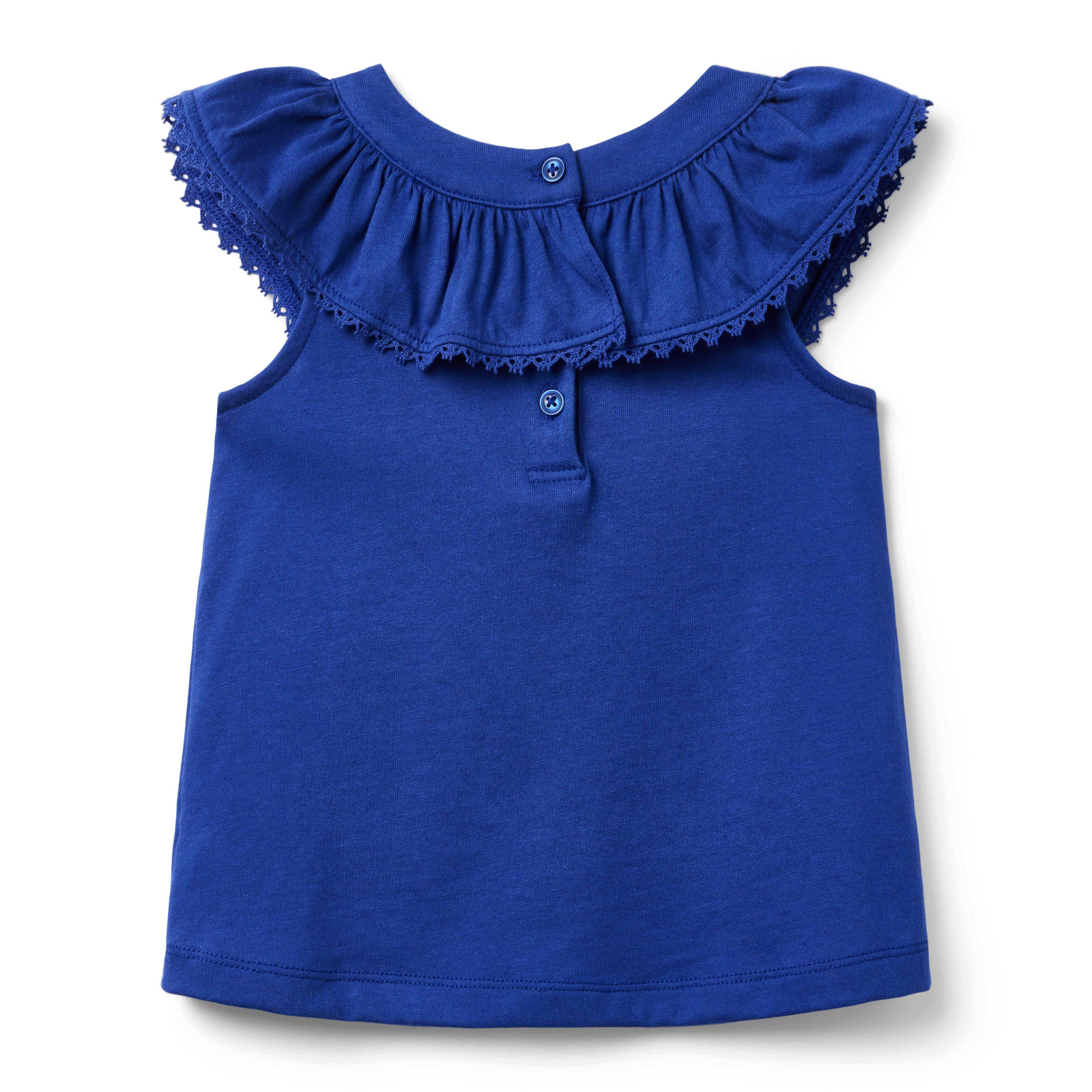 Girl Dark Blue Lace Trim Ruffle Top by Janie and Jack