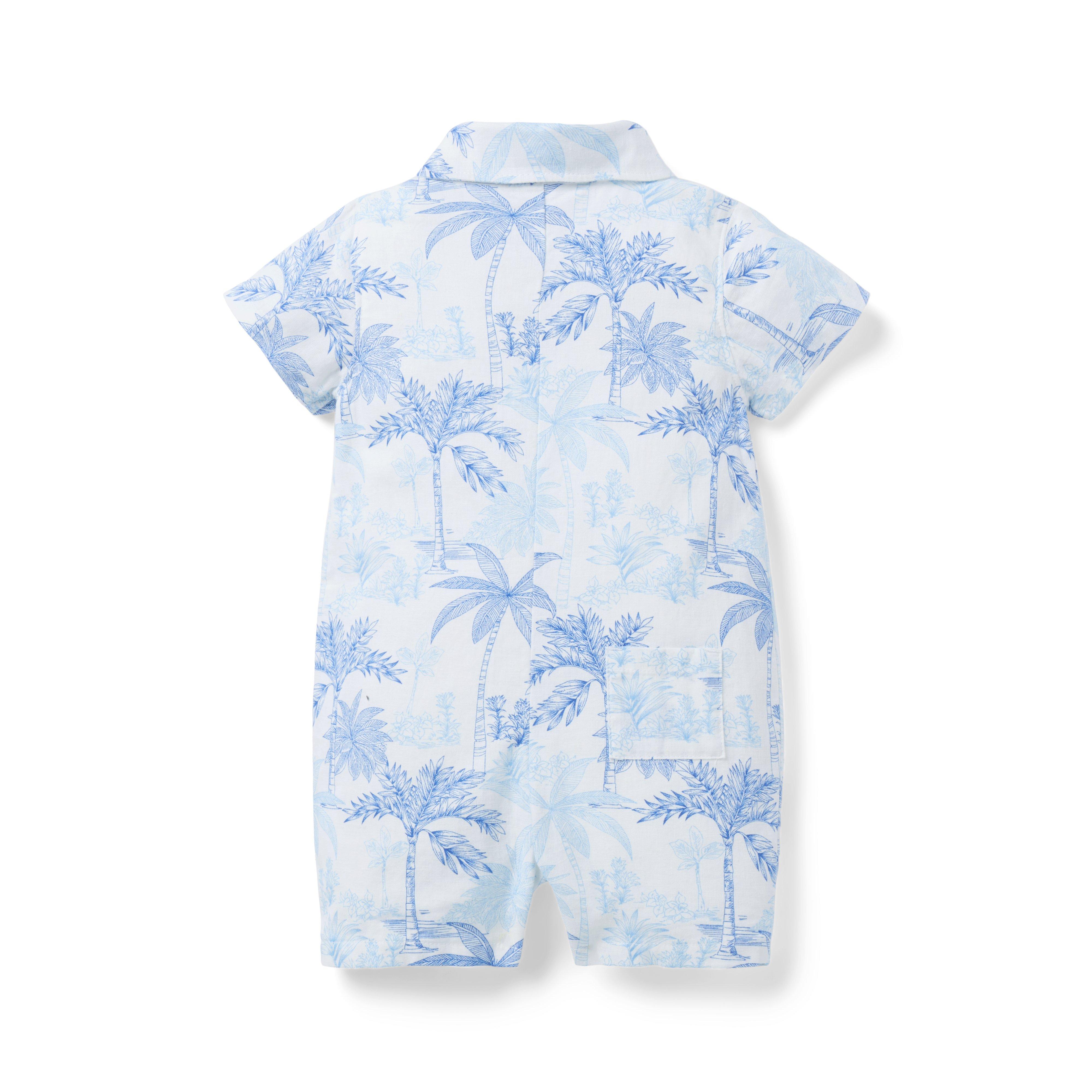 Baby Palm Toile Linen-Cotton Romper image number 1