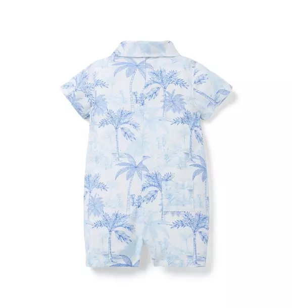 Baby Palm Toile Linen-Cotton Romper image number 1