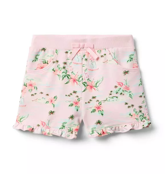 Island Floral Ruffle Hem French Terry Short image number 0