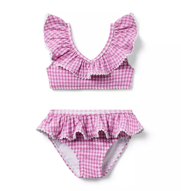 Recycled Gingham Ruffle 2-Piece Swimsuit image number 0