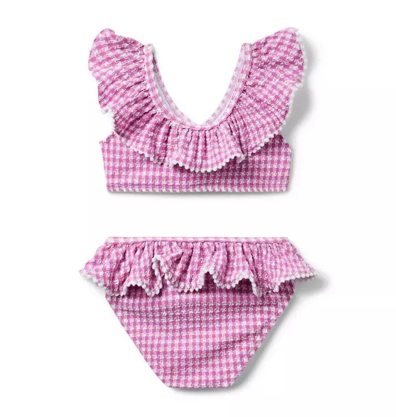 Recycled Gingham Ruffle 2-Piece Swimsuit image number 1