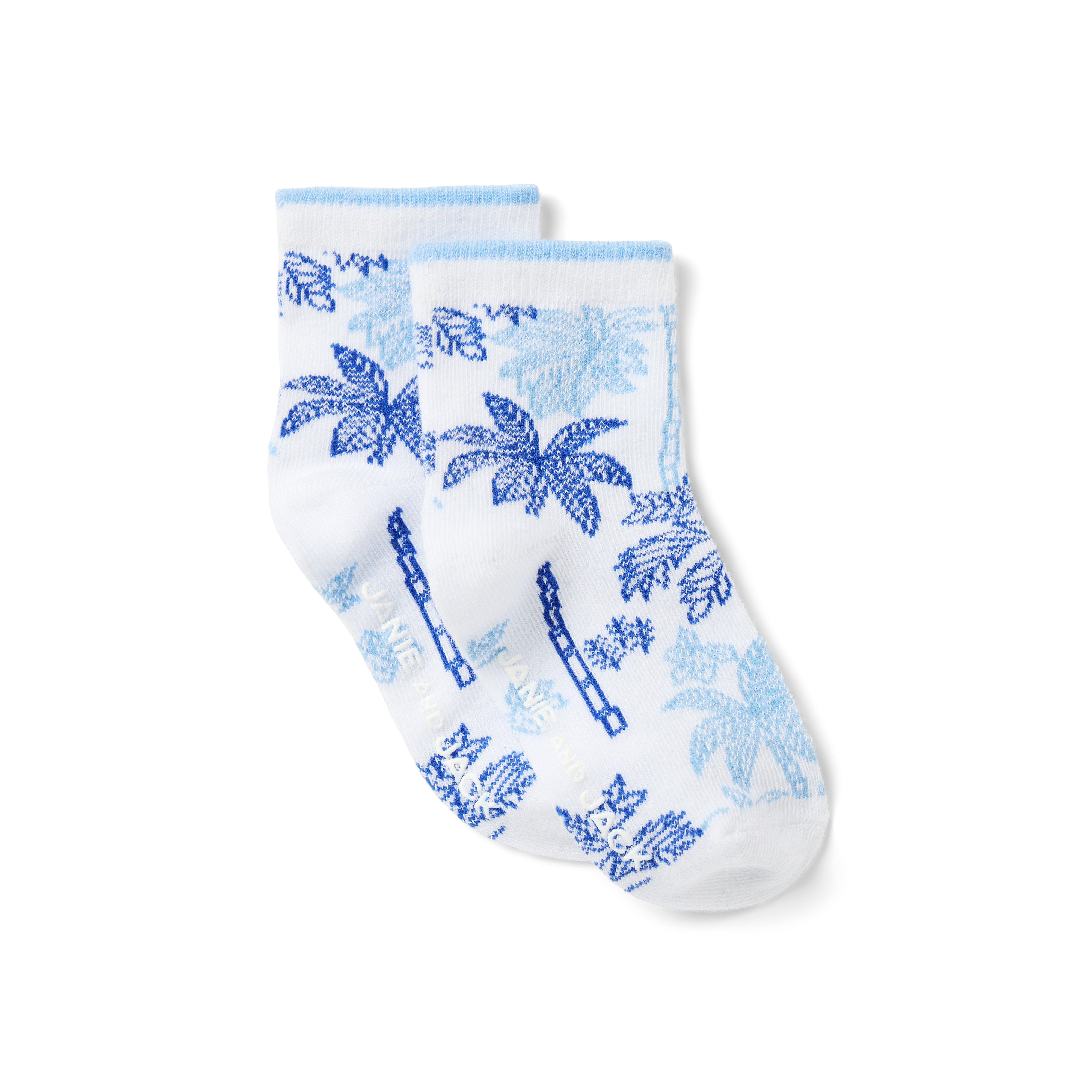 Baby Palm Toile Sock