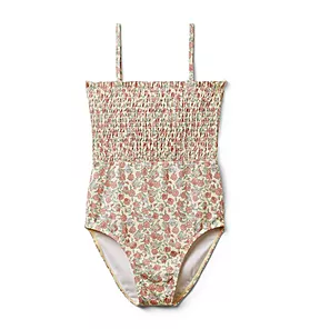Recycled Ditsy Floral Smocked Swimsuit