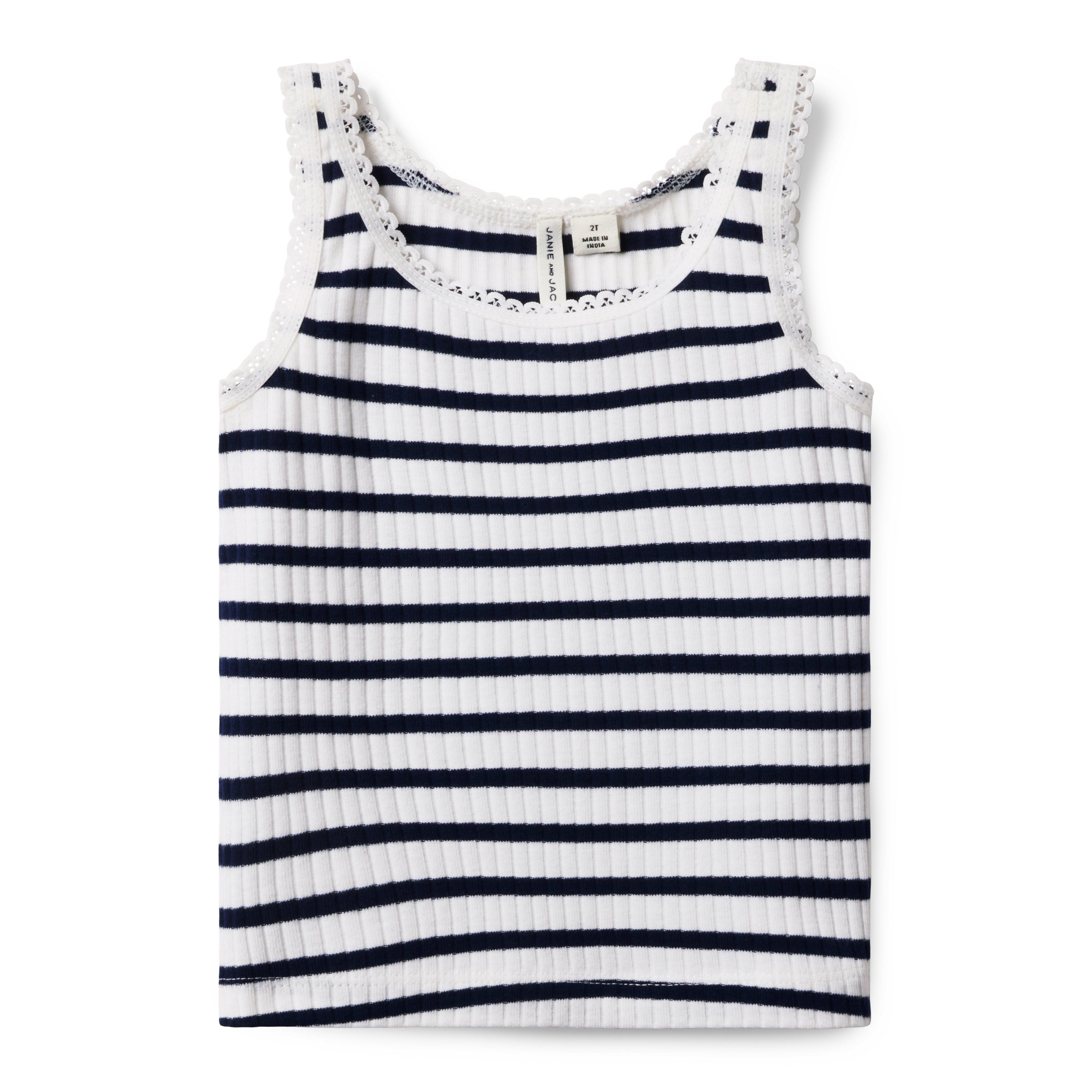 Striped Lace Trim Tank Top image number 0