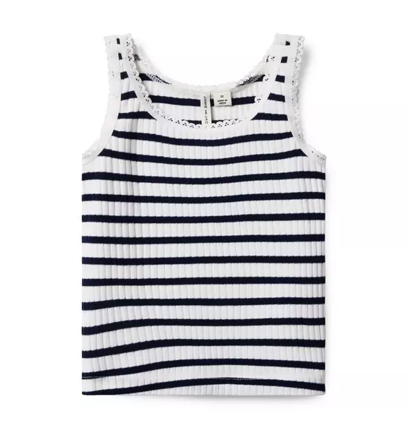 Striped Lace Trim Tank Top image number 0