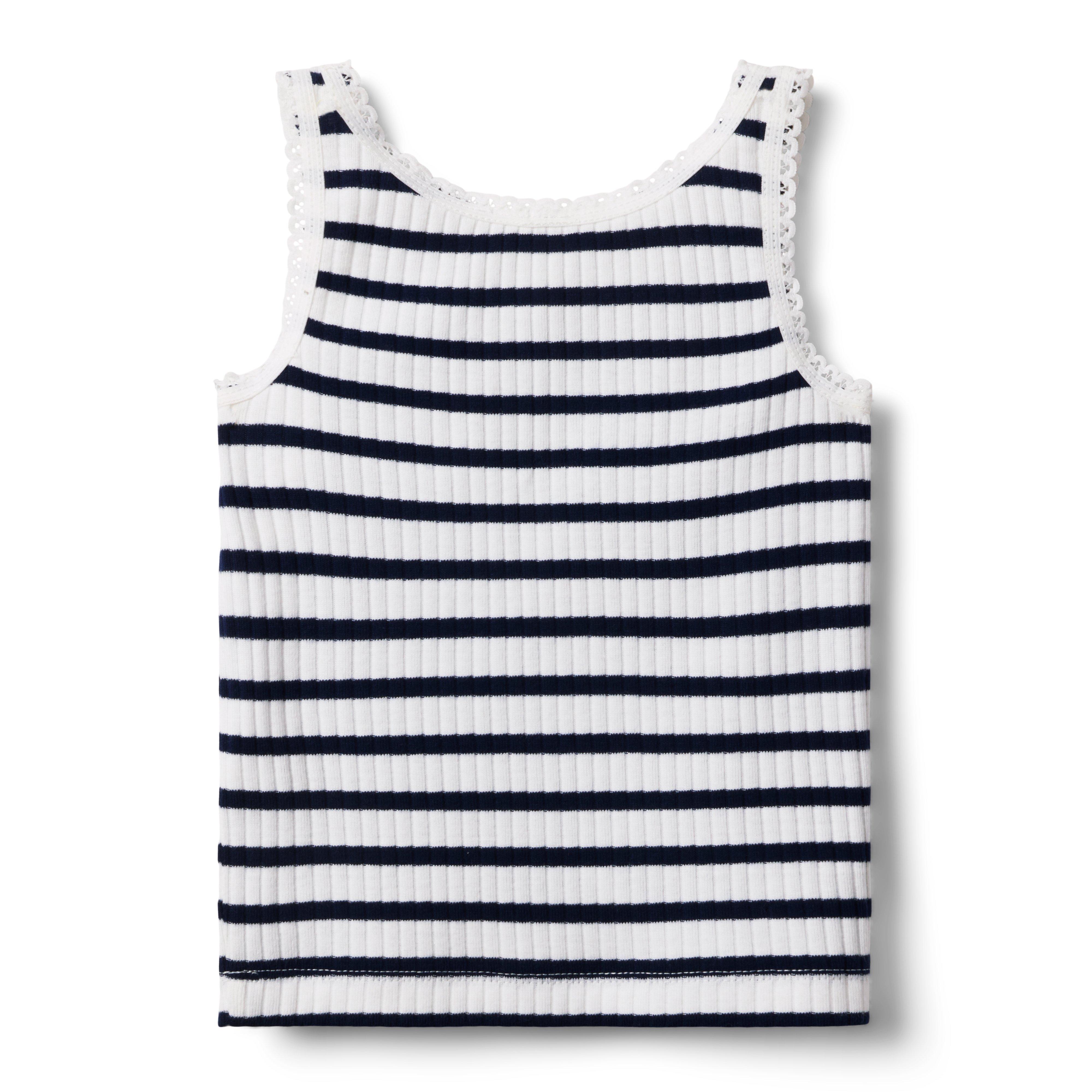 Striped Lace Trim Tank Top image number 1