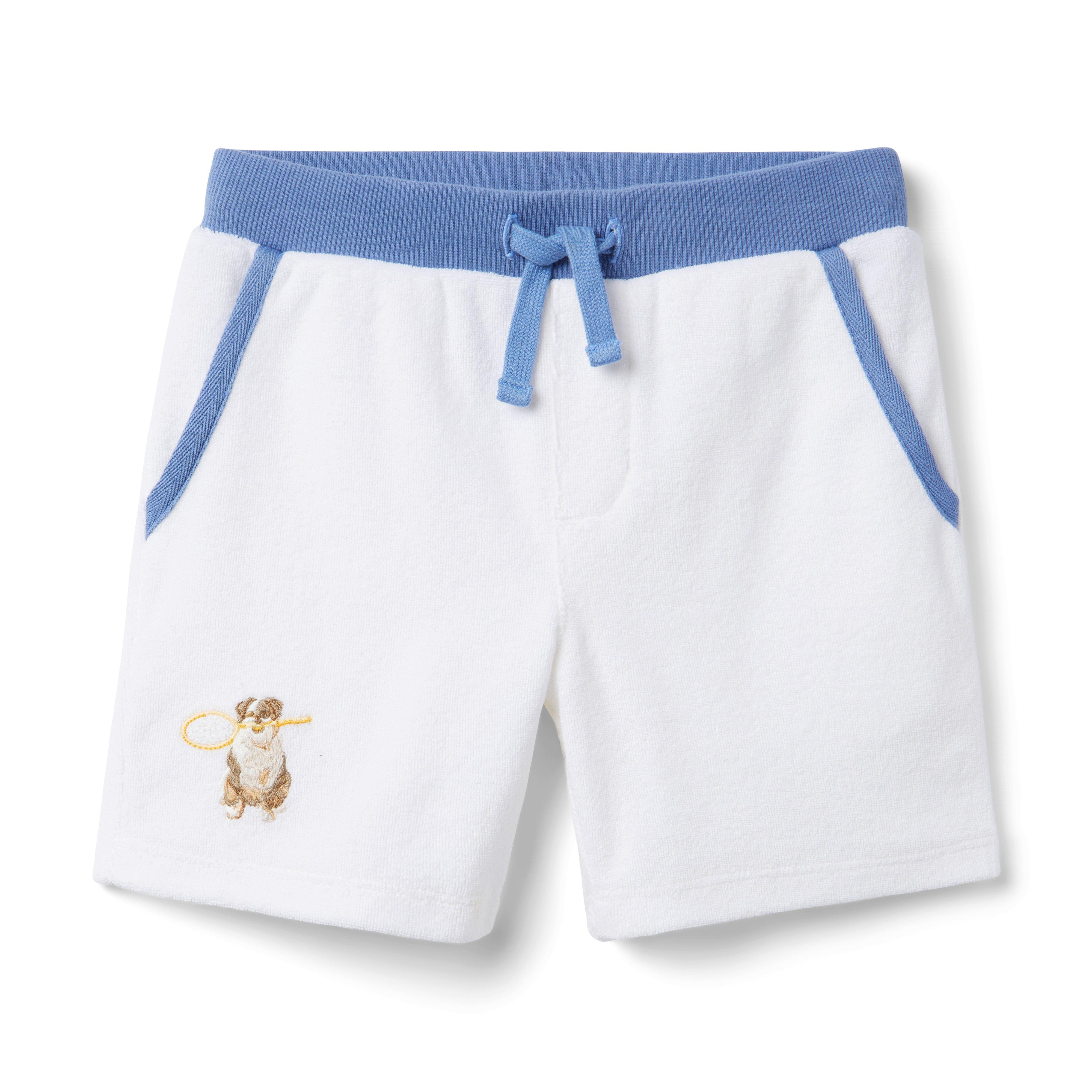 Boy White Gray Malin Tennis Dog Terry Short by Janie and Jack
