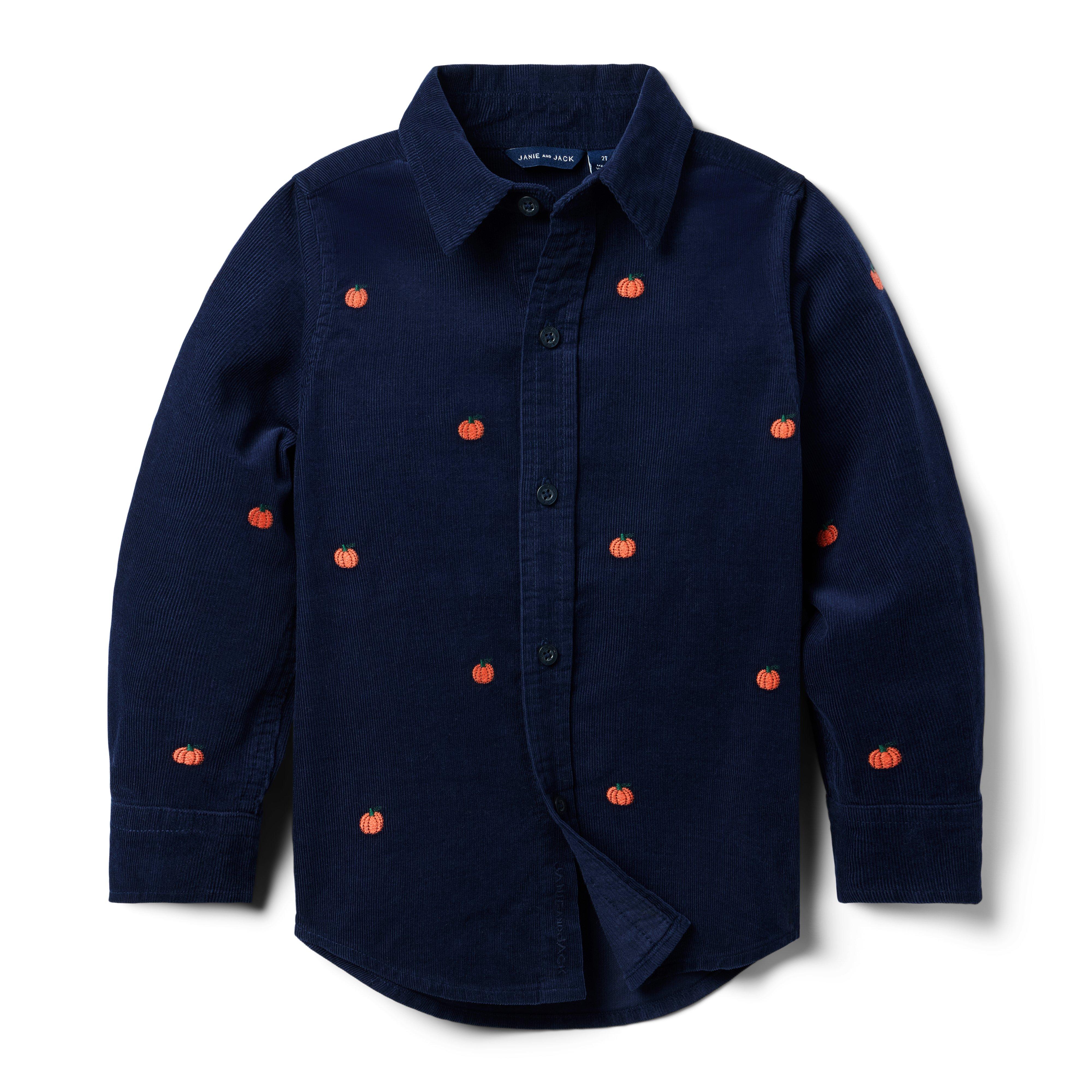 Embroidered Pumpkin Corduroy Shirt 