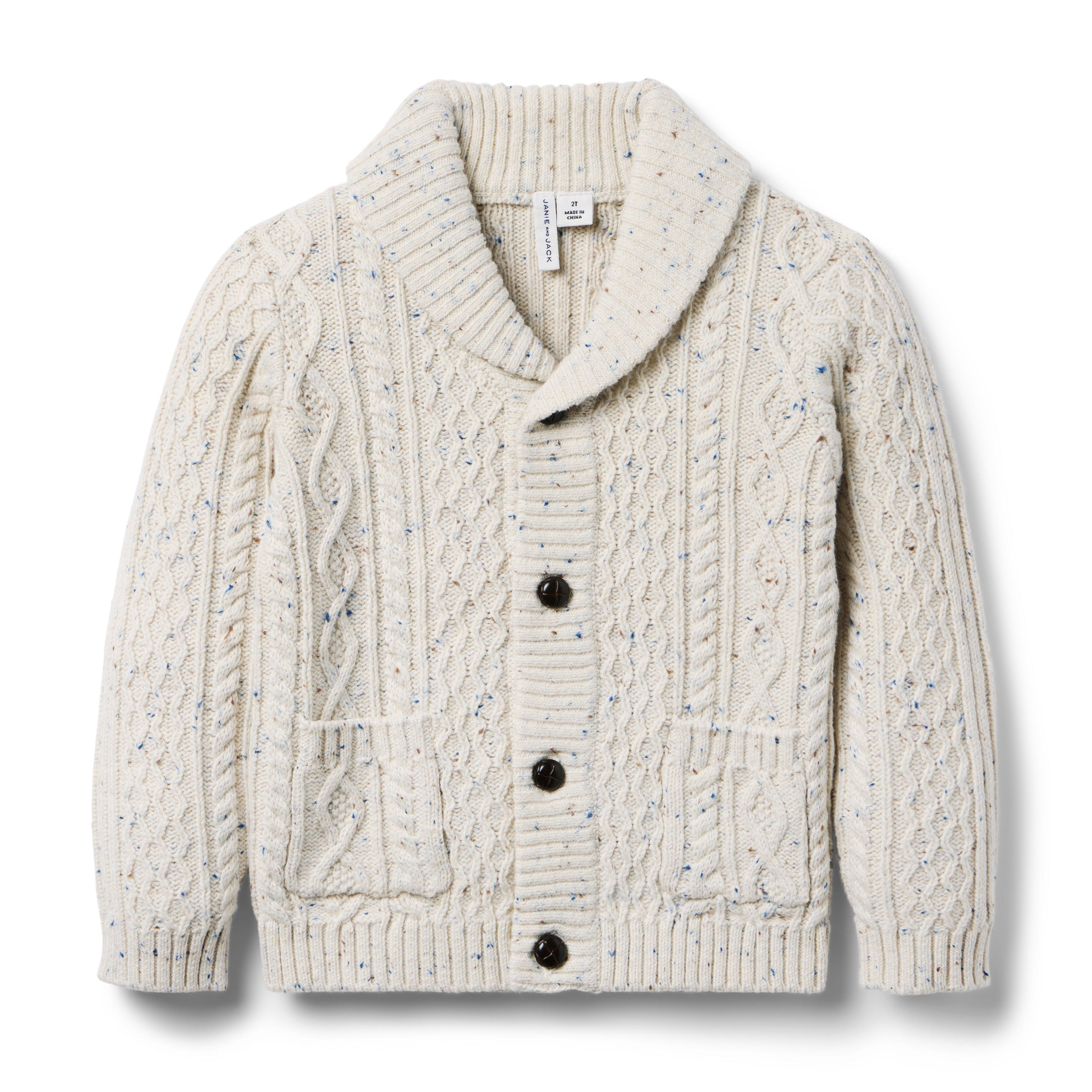 Boy Ivory Cable Knit Shawl Collar Cardigan by Janie and Jack