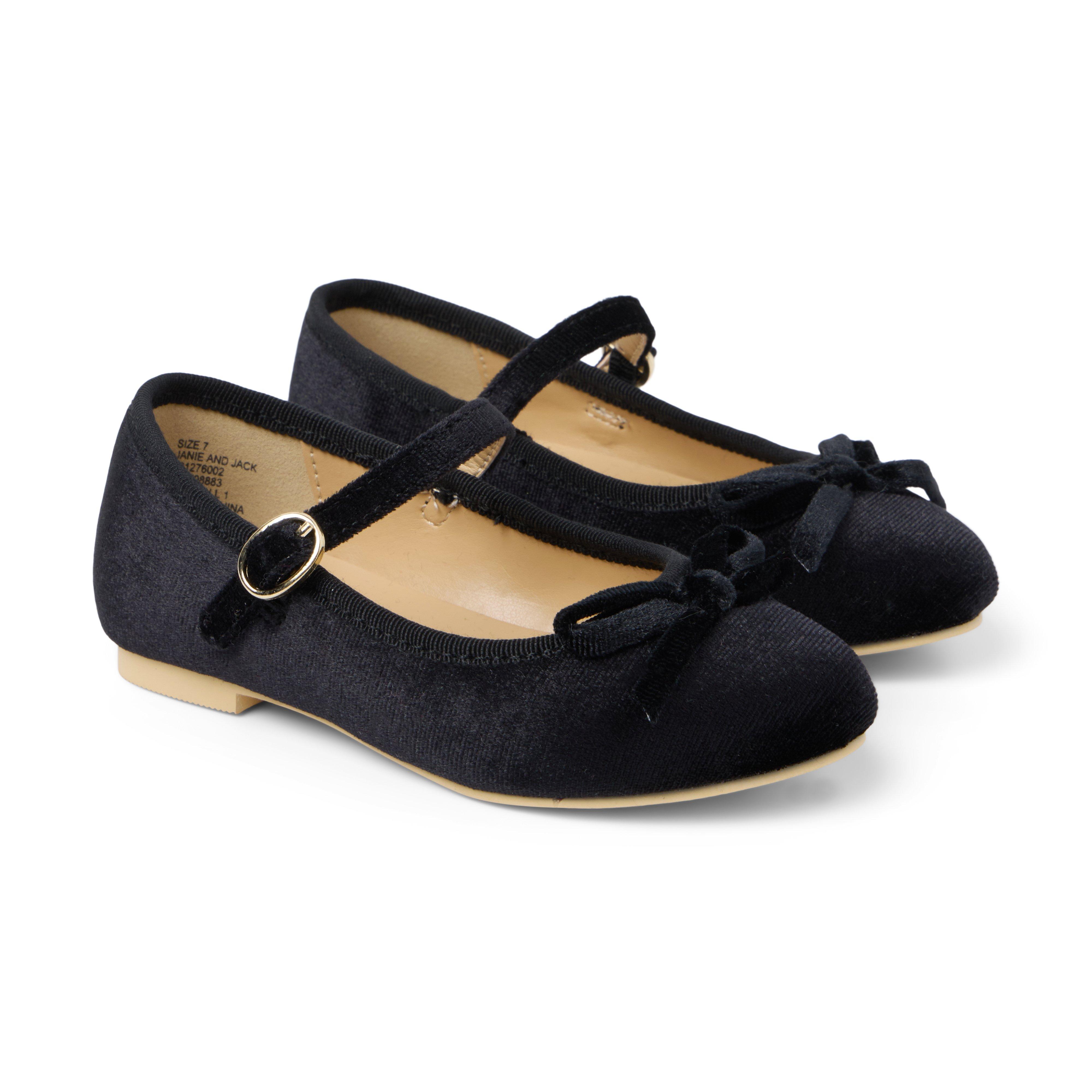 Girl Black Velvet Ballet Flat by Janie and Jack