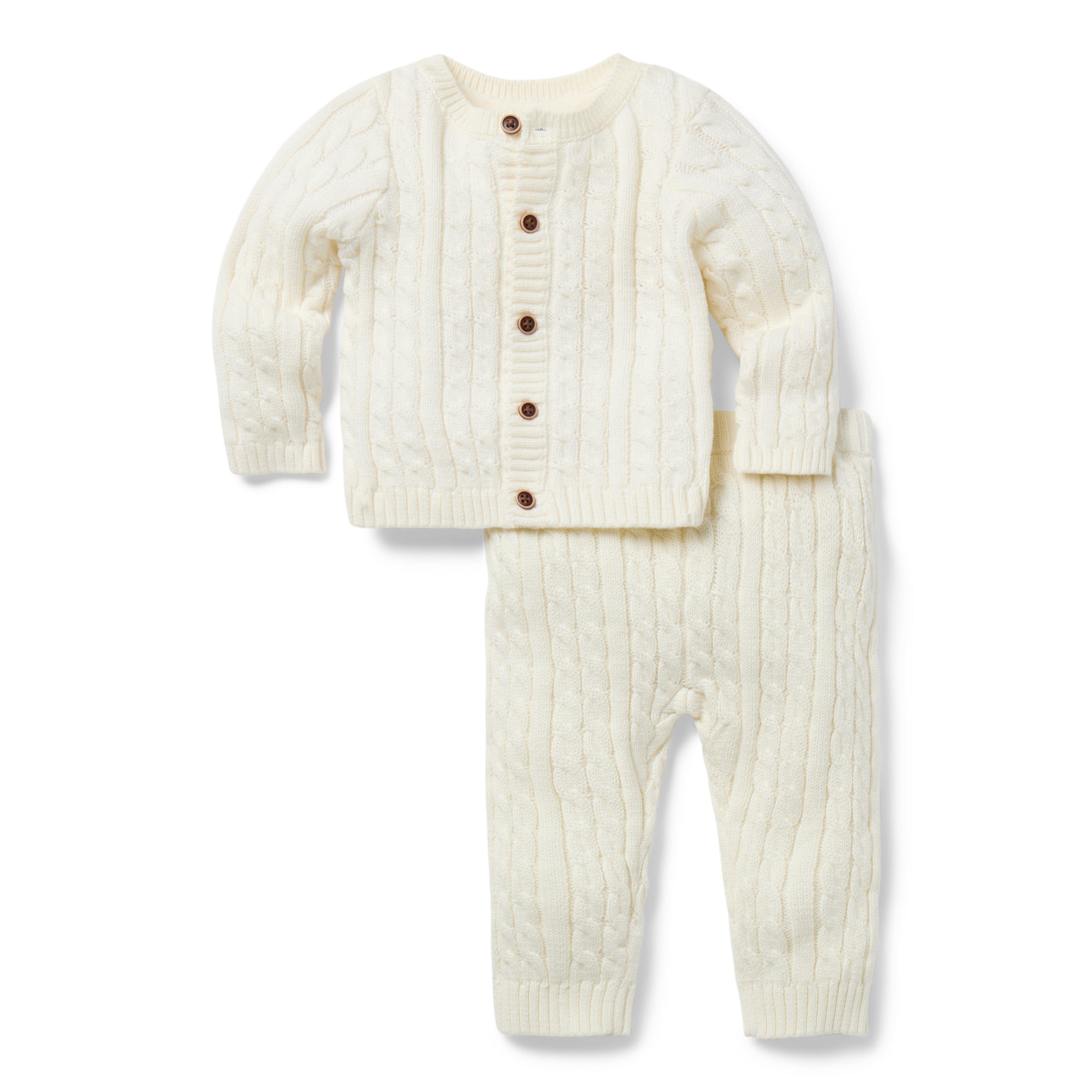 Baby Cable Knit Cardigan Matching Set