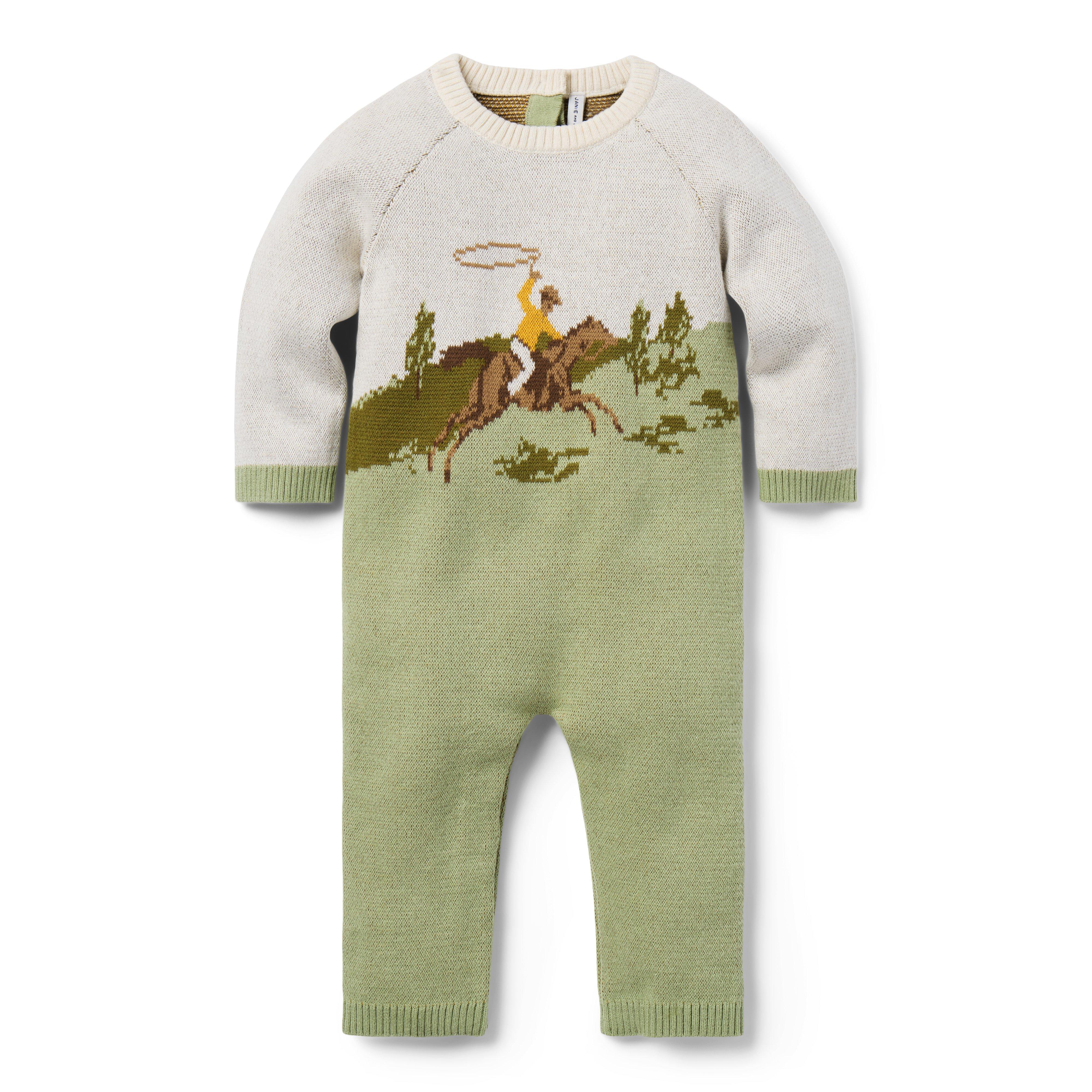 Newborn Soft Sage Baby Cowboy Sweater One Piece by Janie and Jack