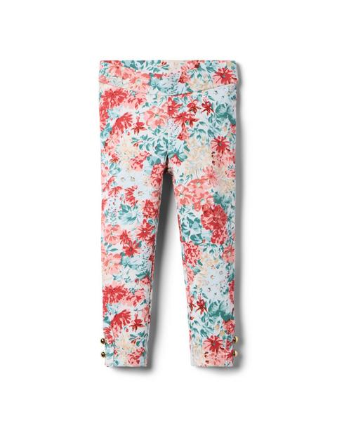 Floral Button Cuff Ponte Pant
