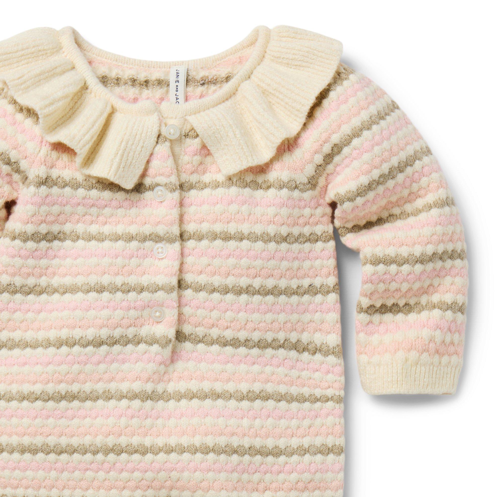 Baby Striped Ruffle Collared One-Piece  image number 2