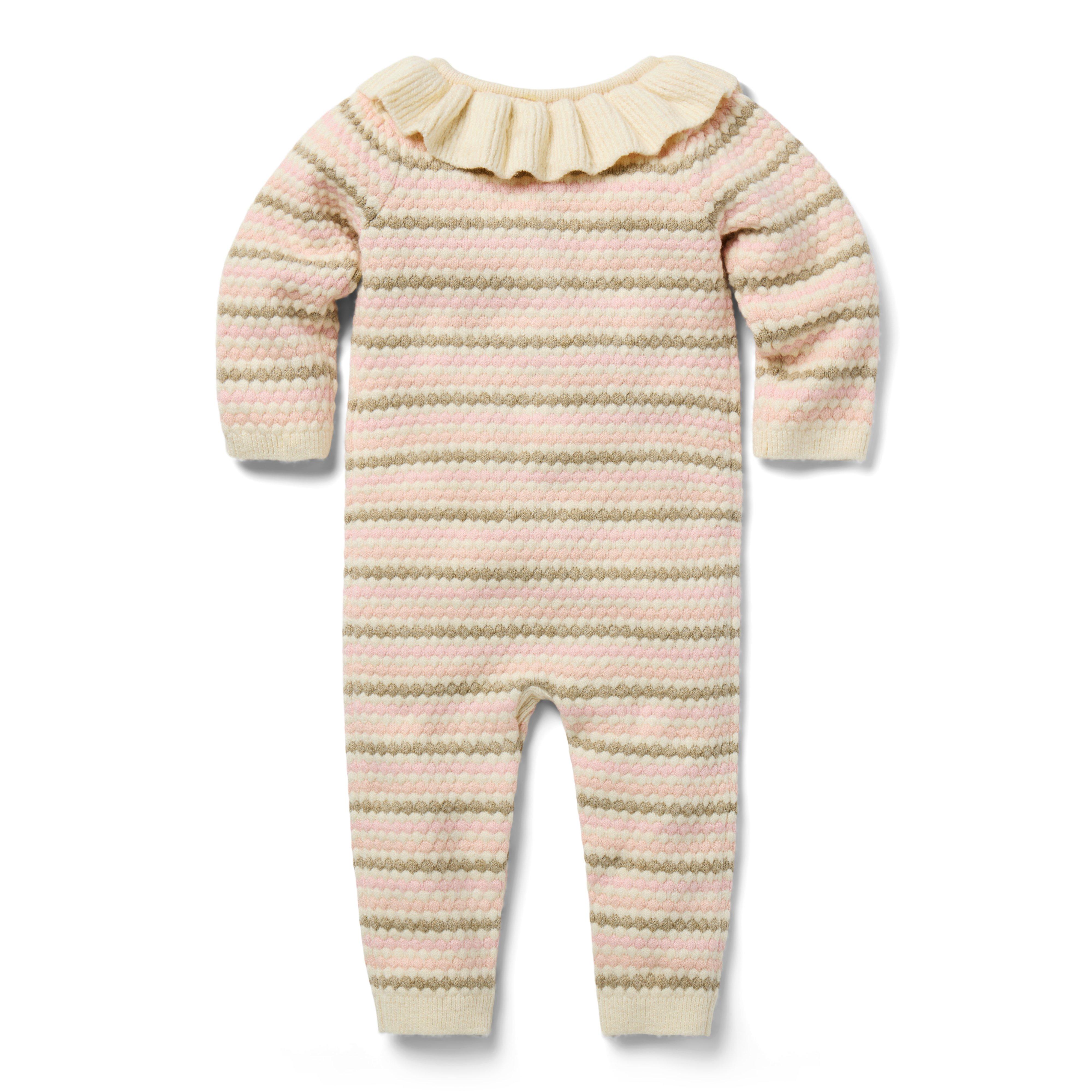 Baby Striped Ruffle Collared One-Piece  image number 1
