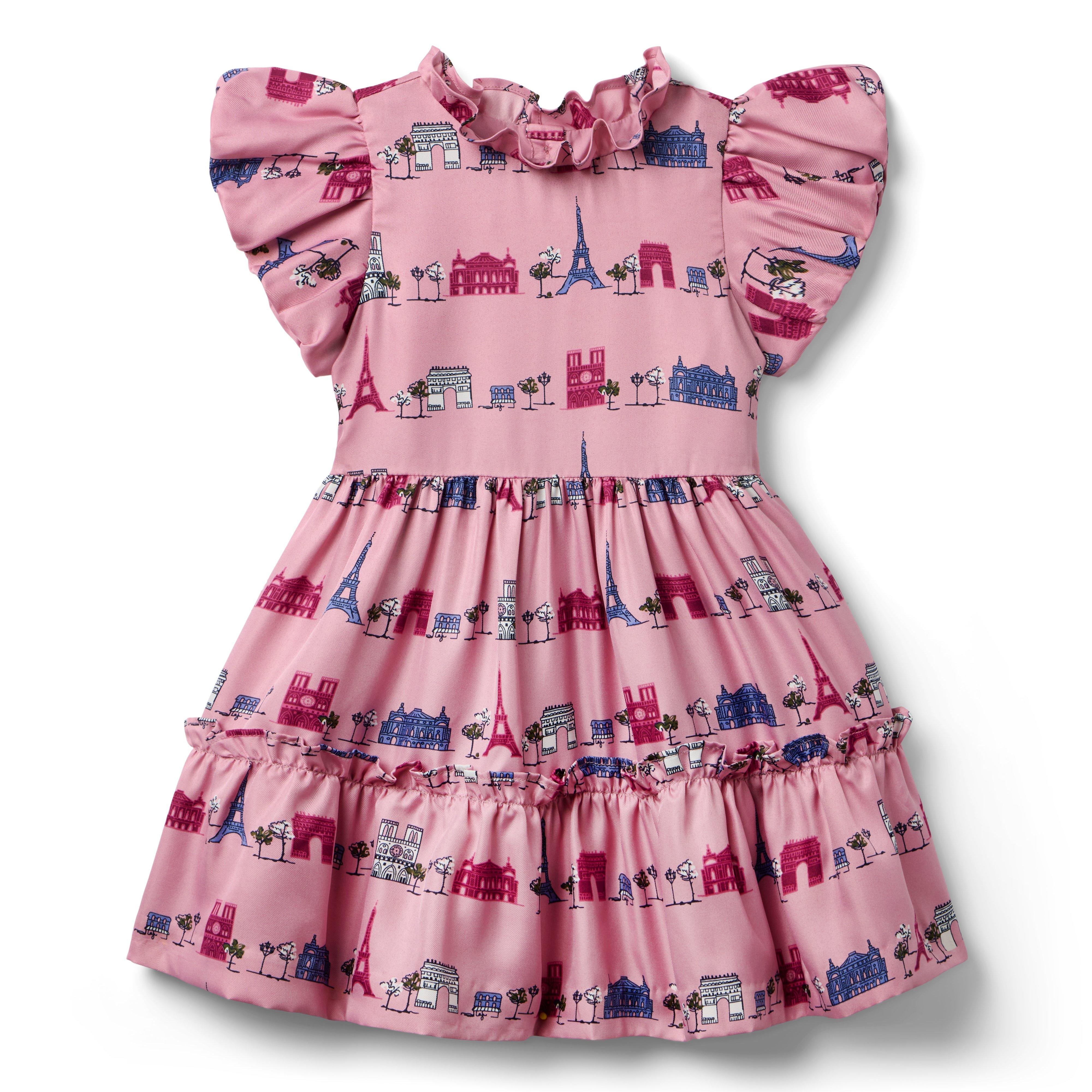 Girl Mauve Pink Paris Paris Ruffle Dress by Janie and Jack