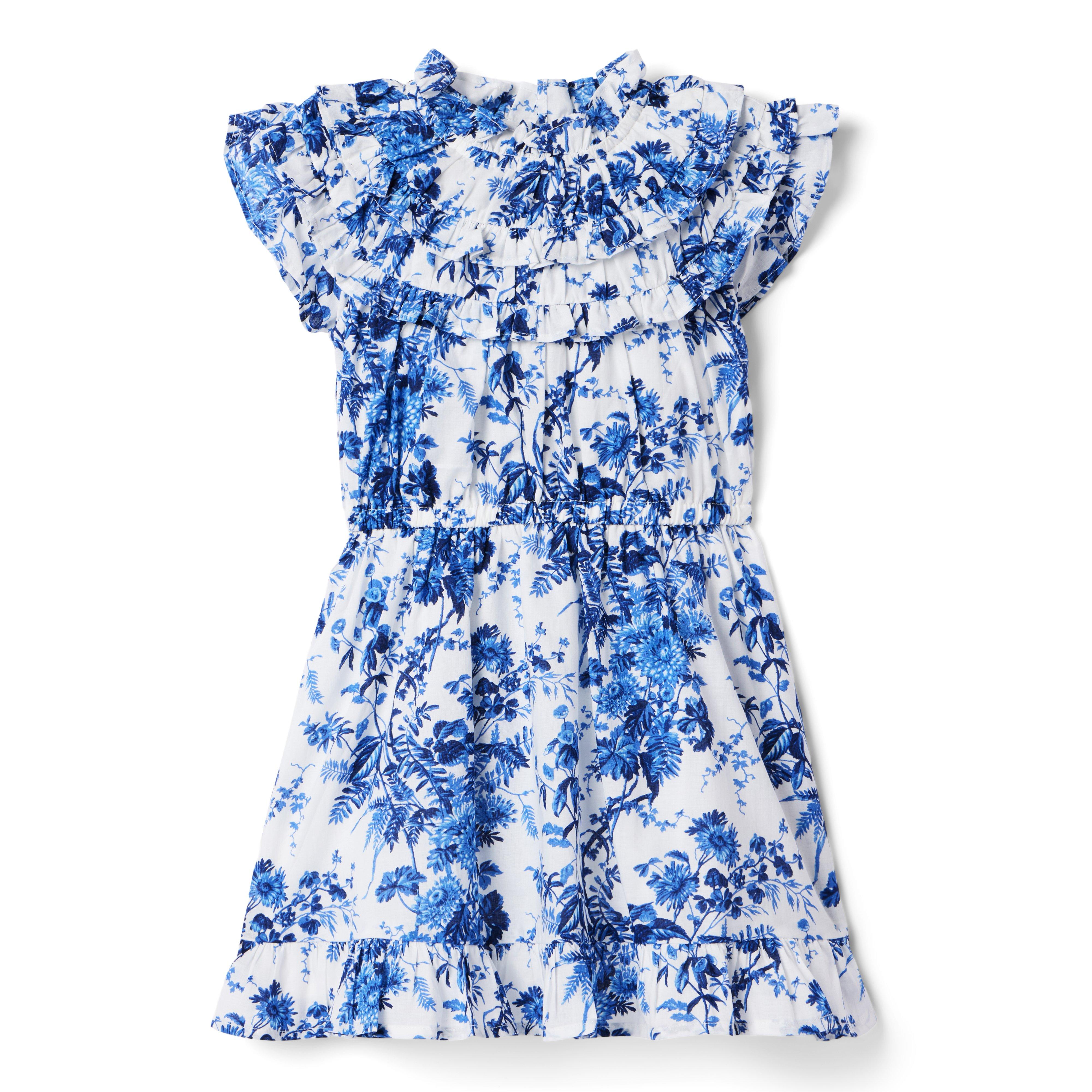 Floral Toile Ruffle Dress
