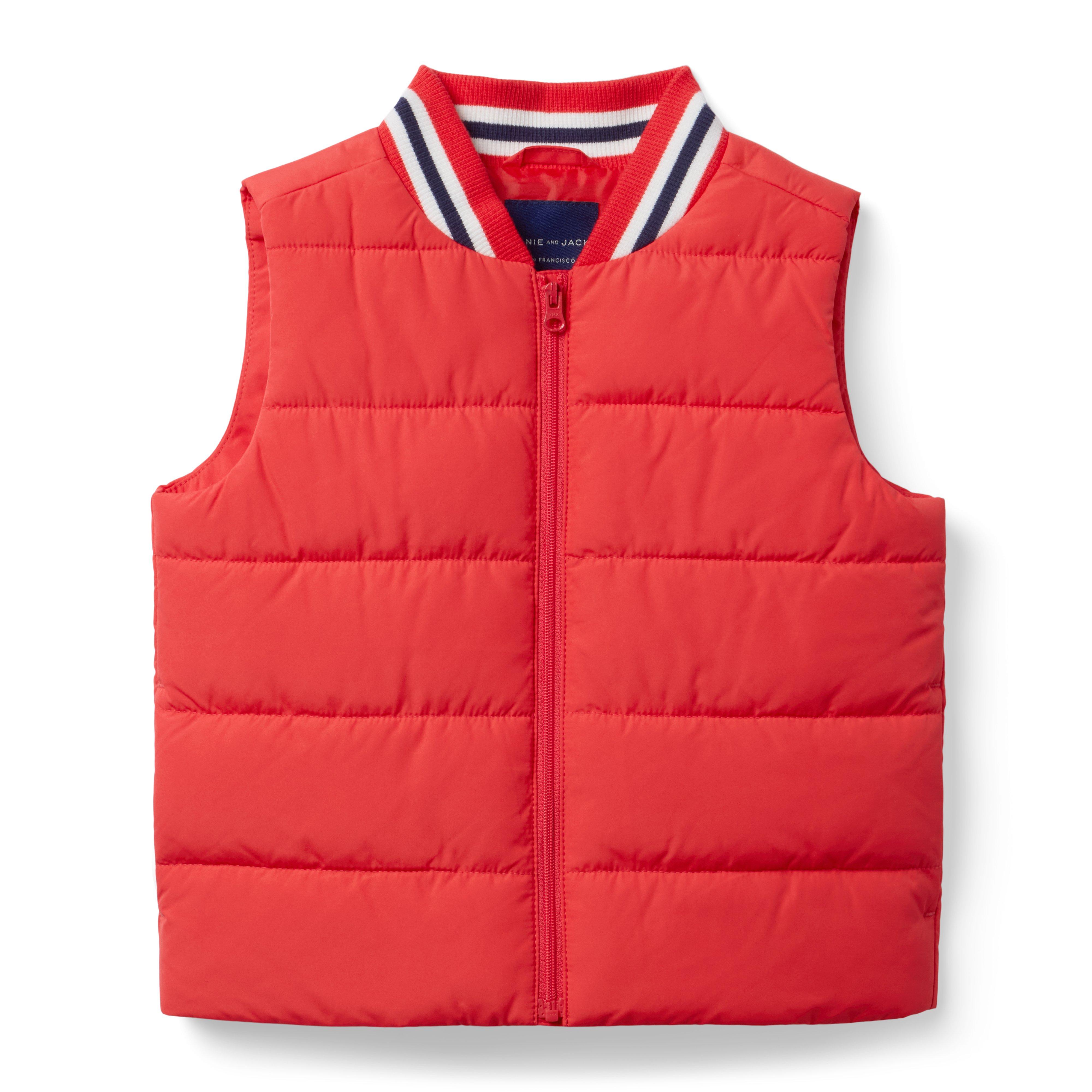 The Varsity Puffer Vest Bright Red