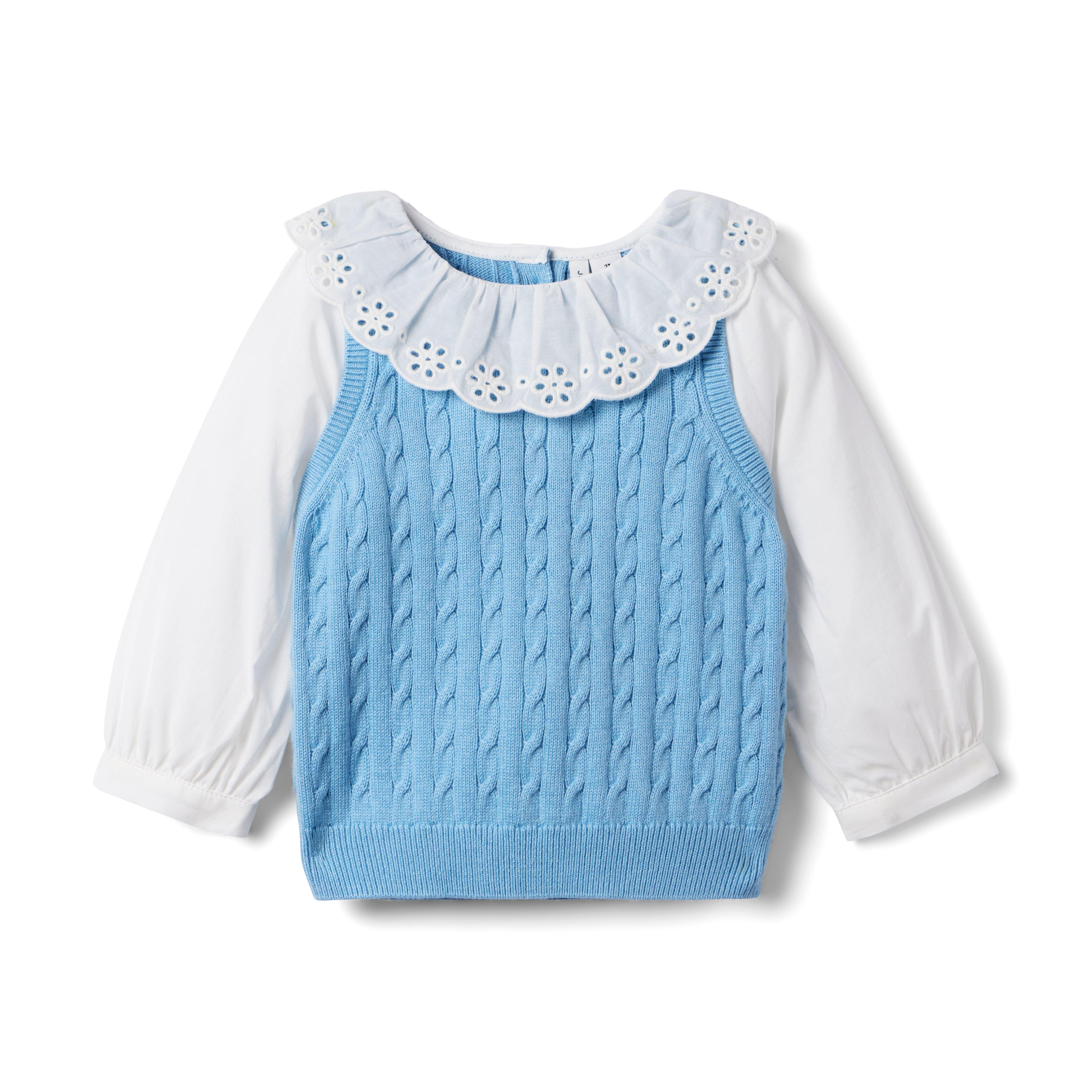 Eyelet Collar Sweater Top