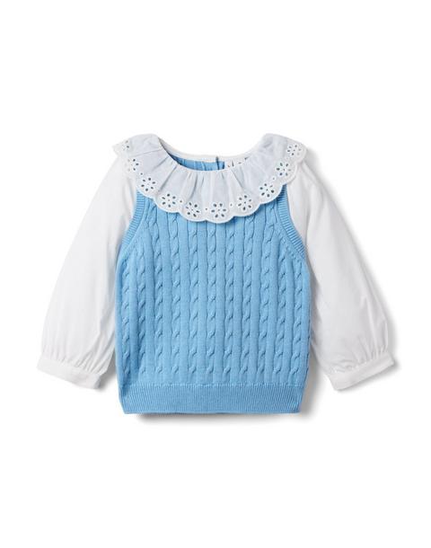 Eyelet Collar Sweater Top