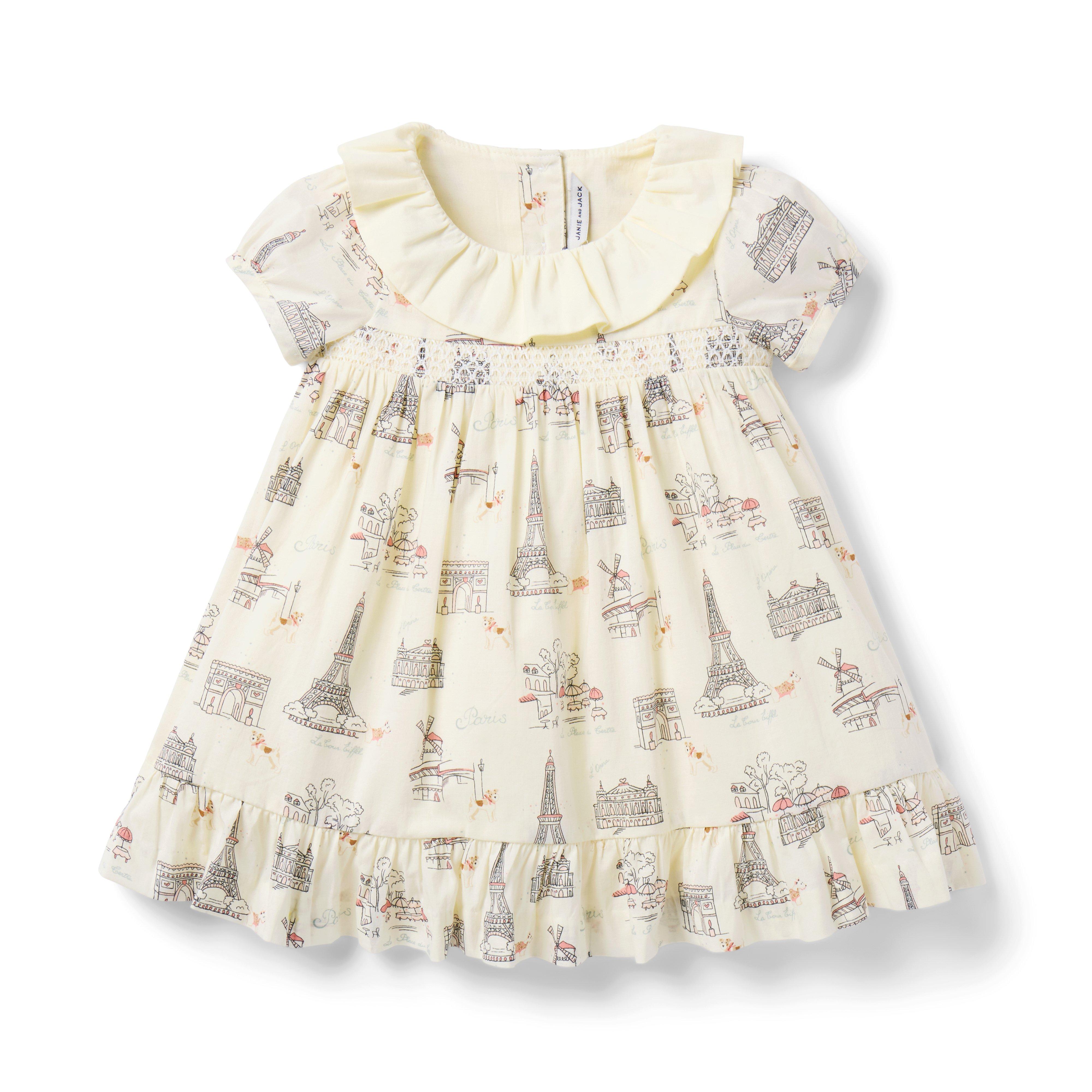 Newborn Jet Ivory Paris Baby Paris Smocked Dress by Janie and Jack