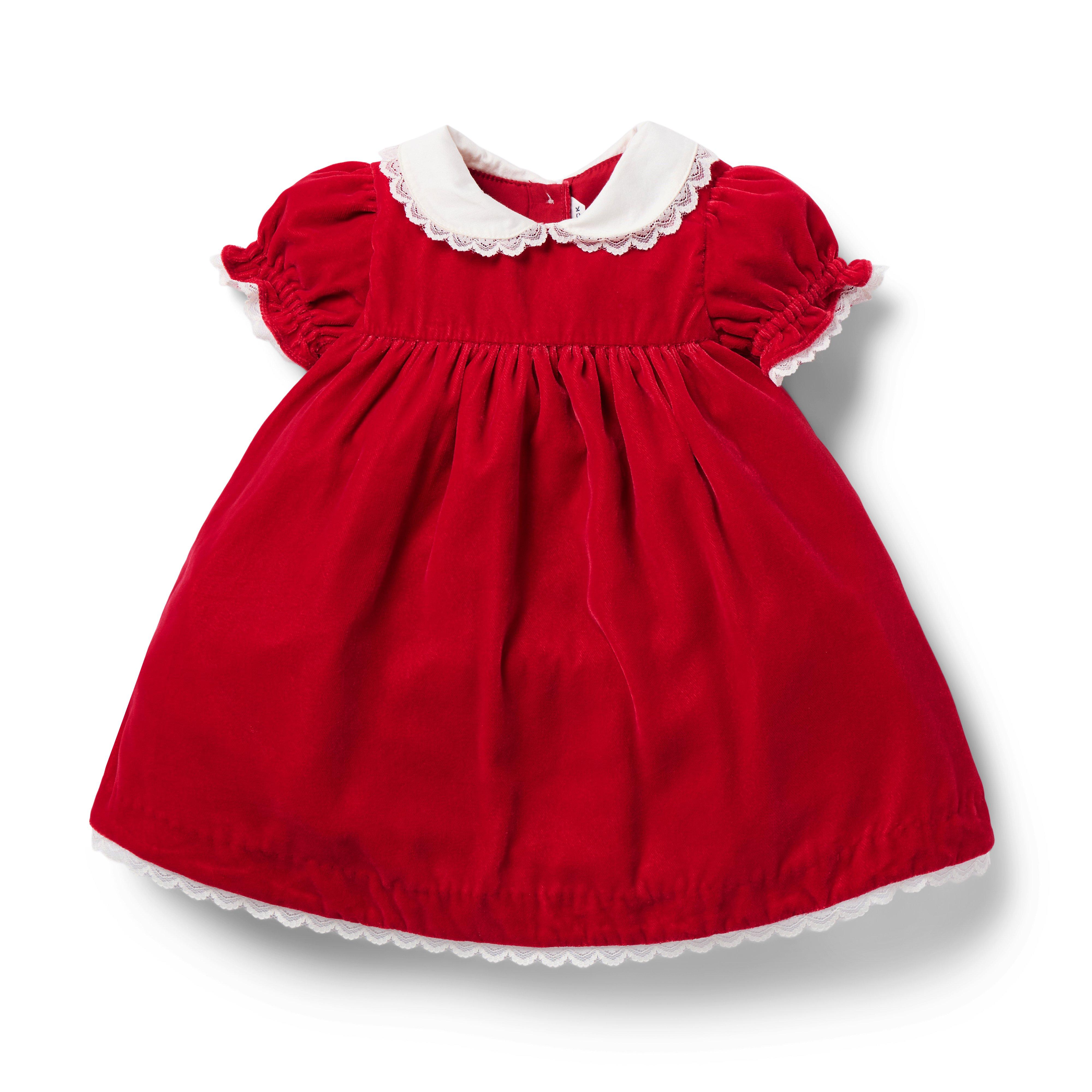 Newborn Holiday Red The Velvet Collared Baby Dress by Janie and Jack