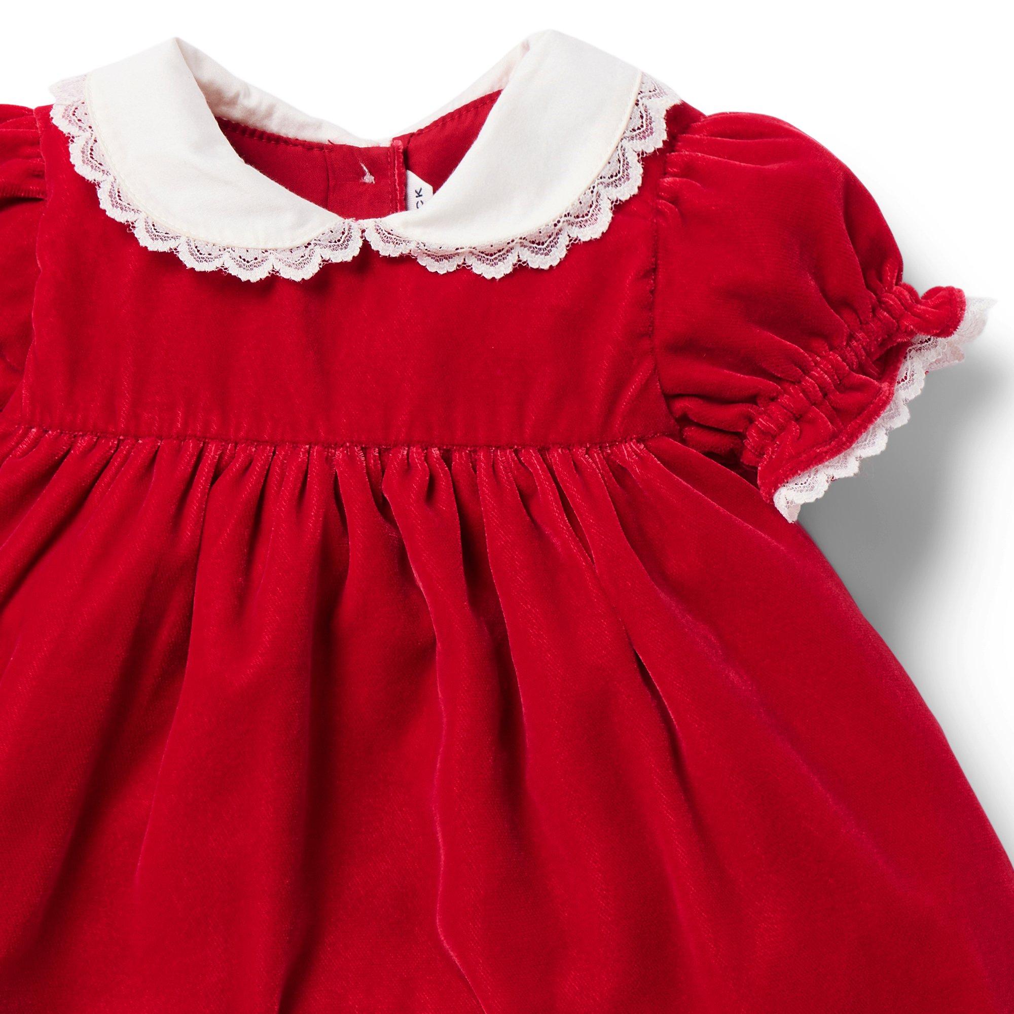 Janie and jack red velvet christmas dress with gold outlet button detail size 2T