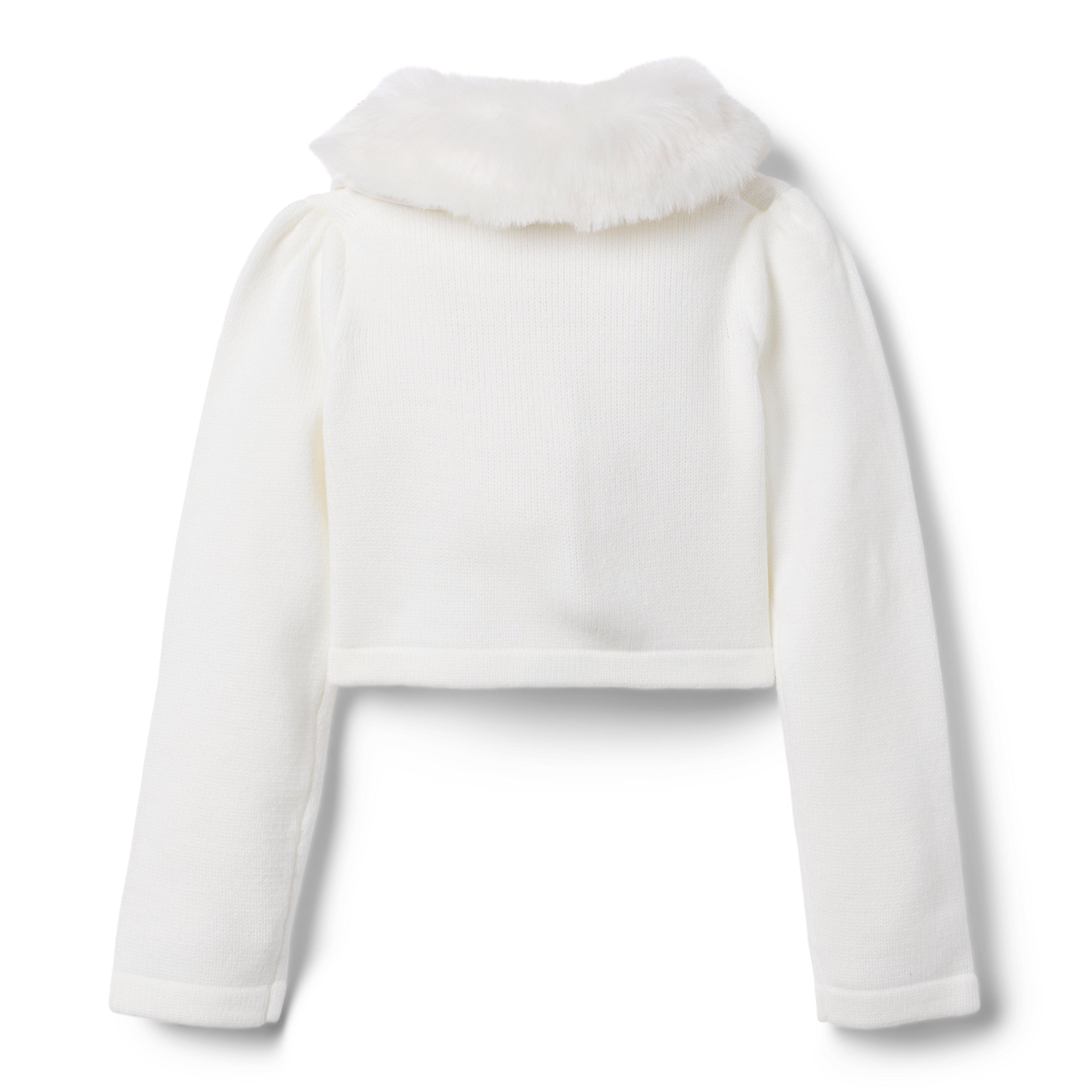 Faux Fur Collar Cropped Cardigan image number 1