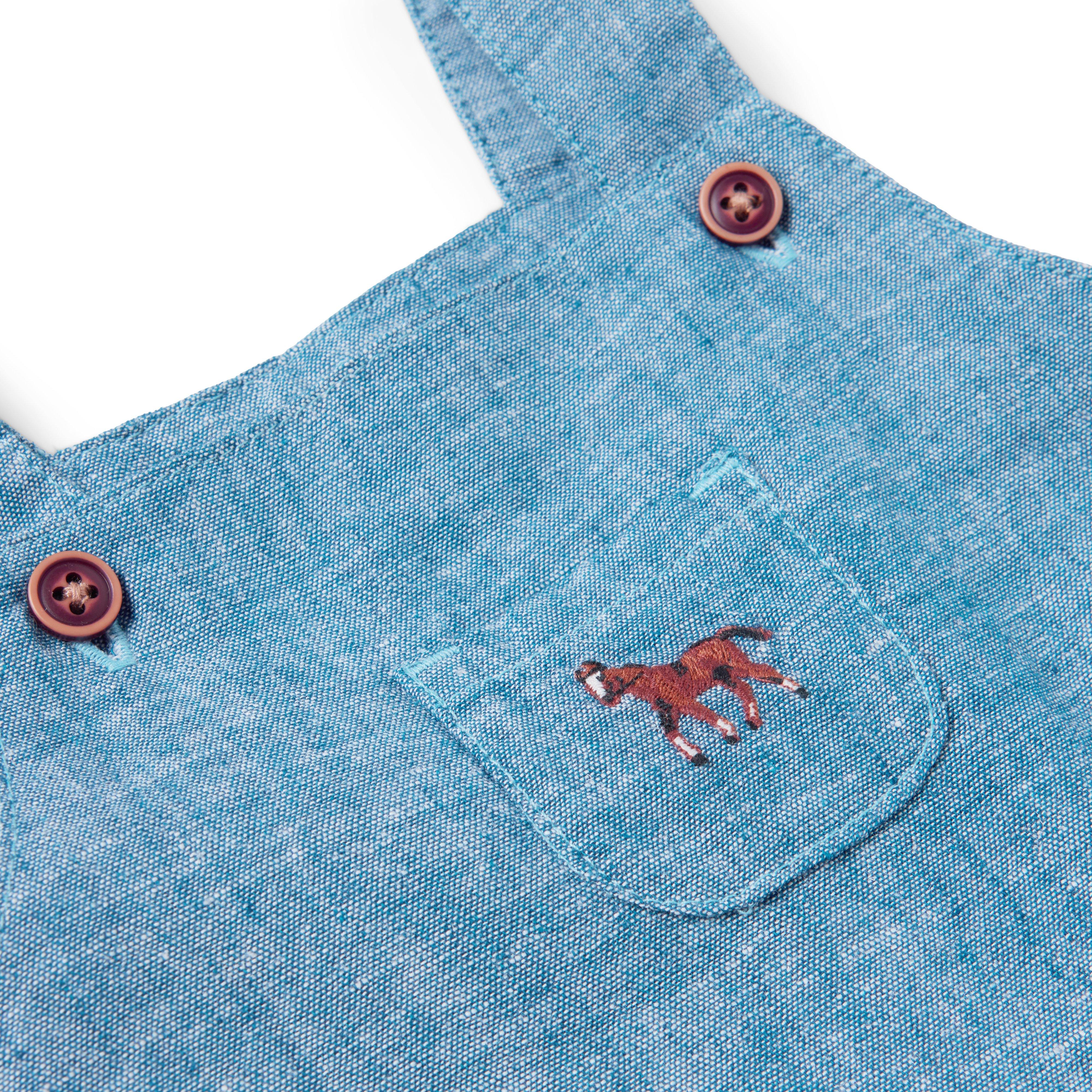 Baby Chambray Horse Overall image number 2