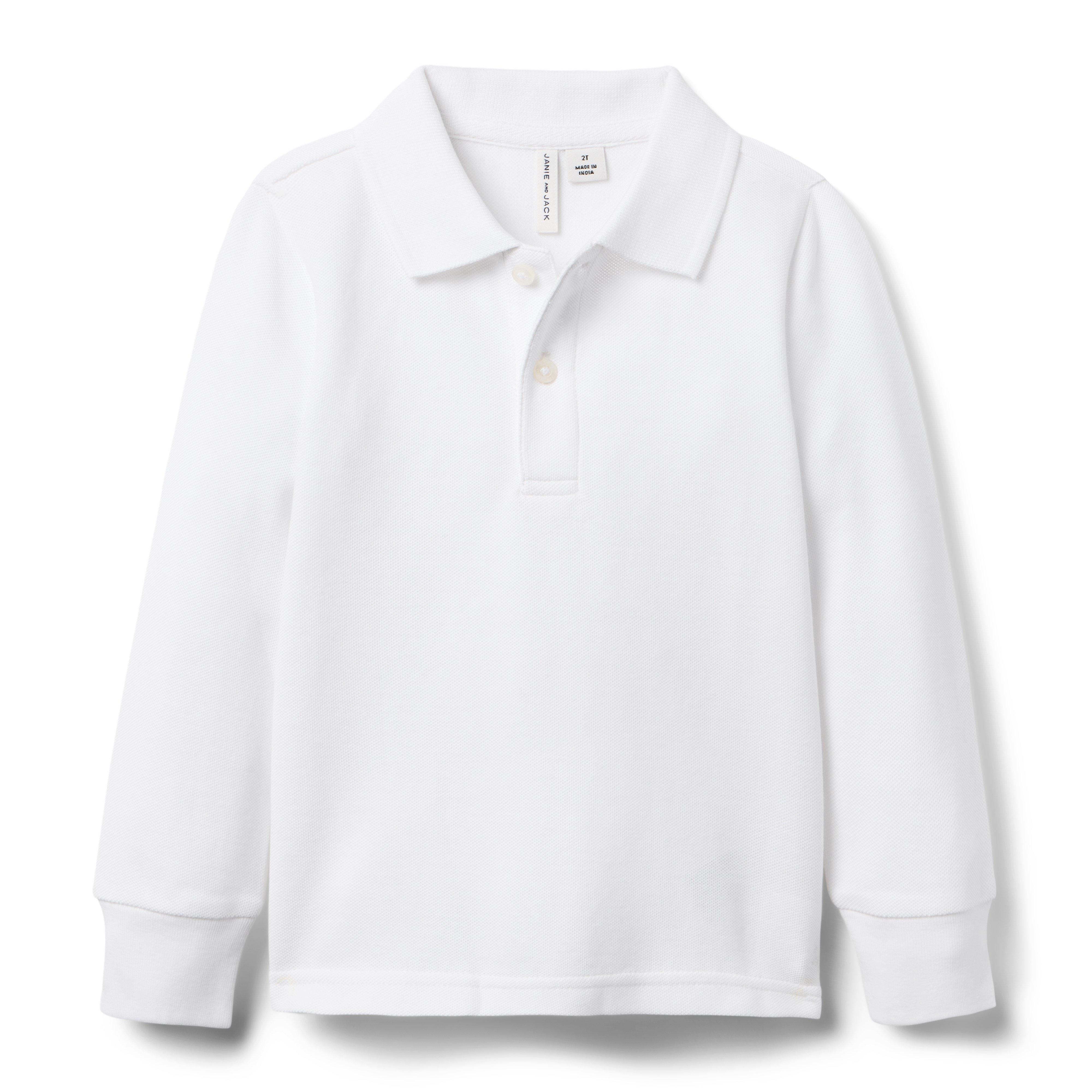 Boy White The Long Sleeve Pique Polo by Janie and Jack