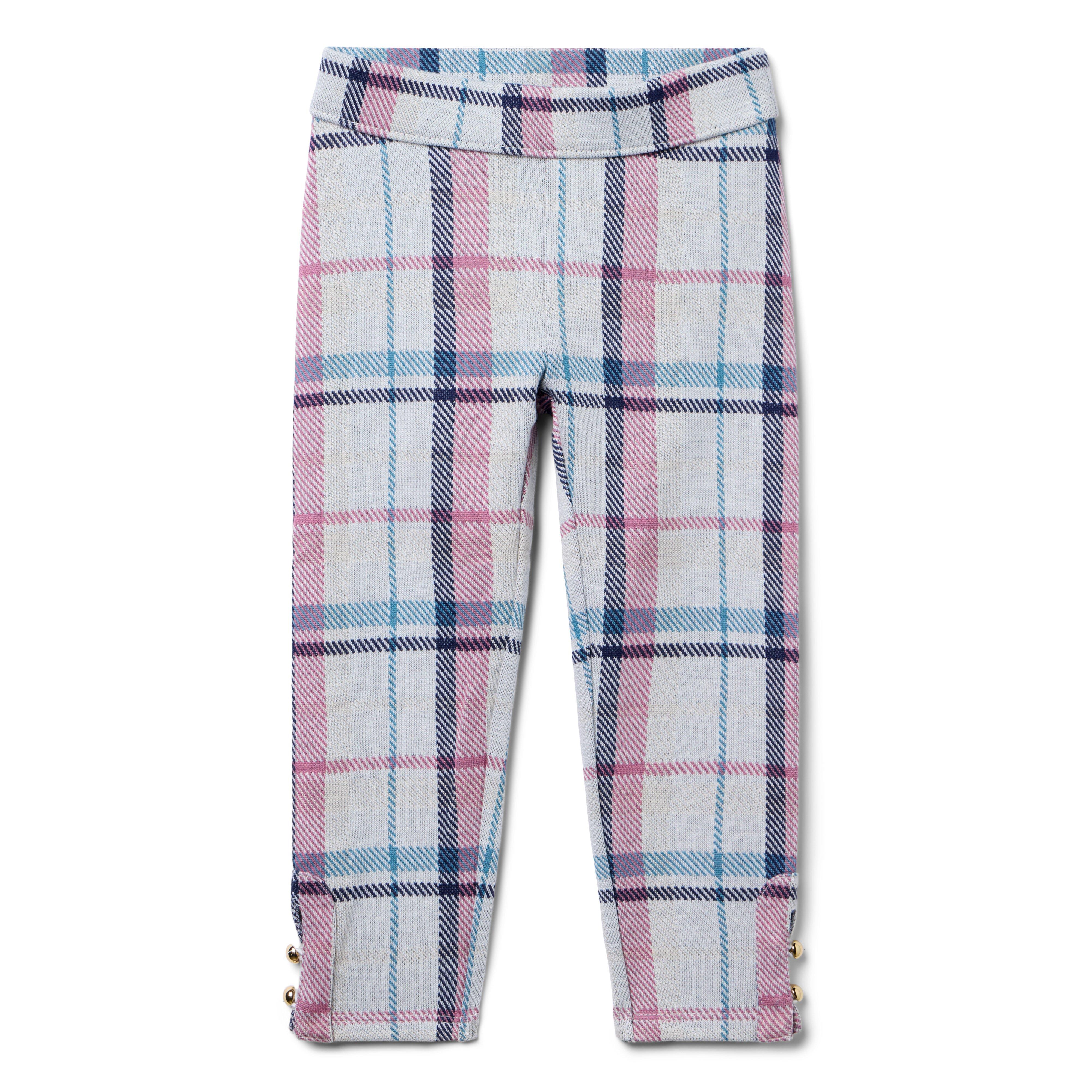 Plaid Button Cuff Jacquard Pant