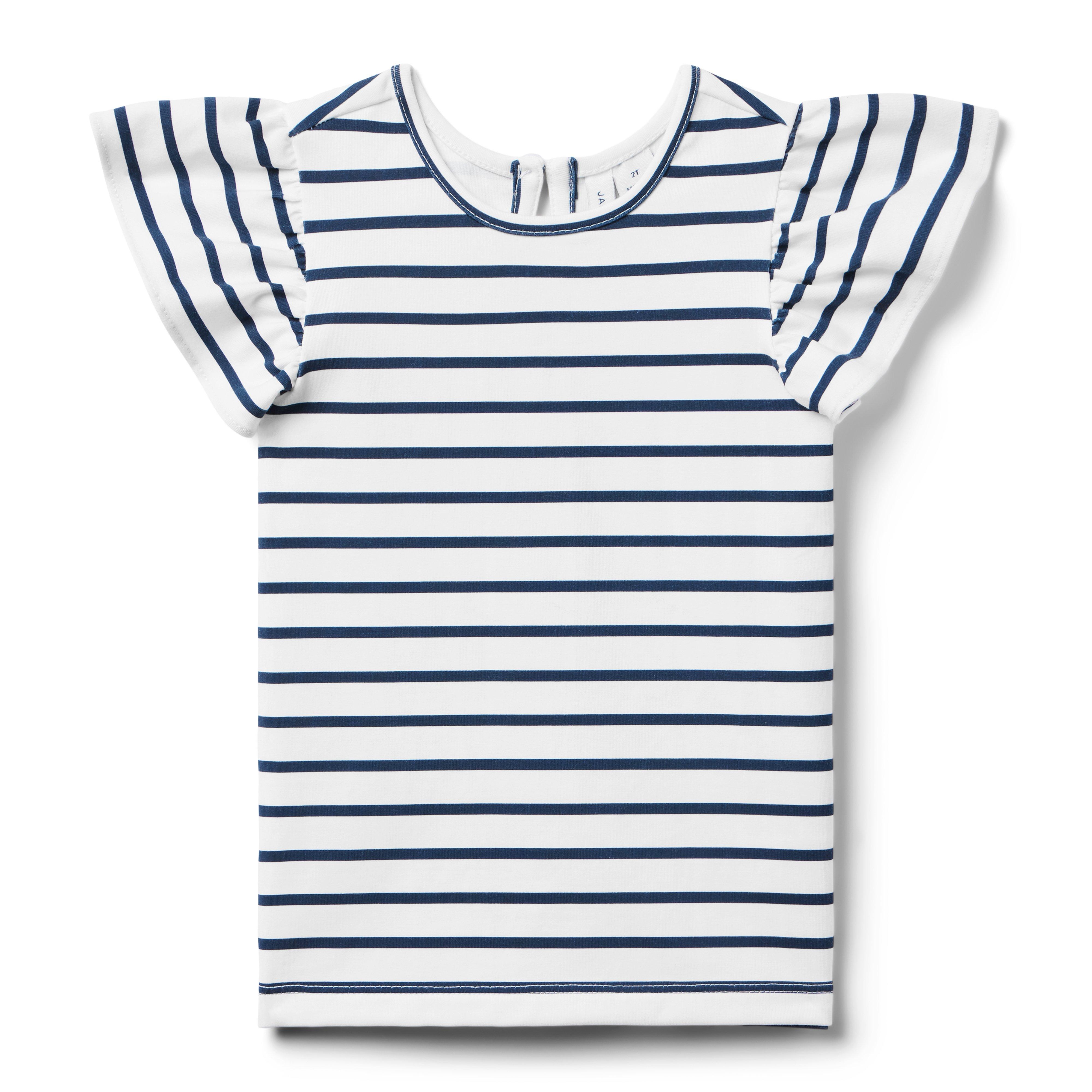 Girl Merchant Marine Stripe Striped Ruffle Sleeve Top by Janie and Jack